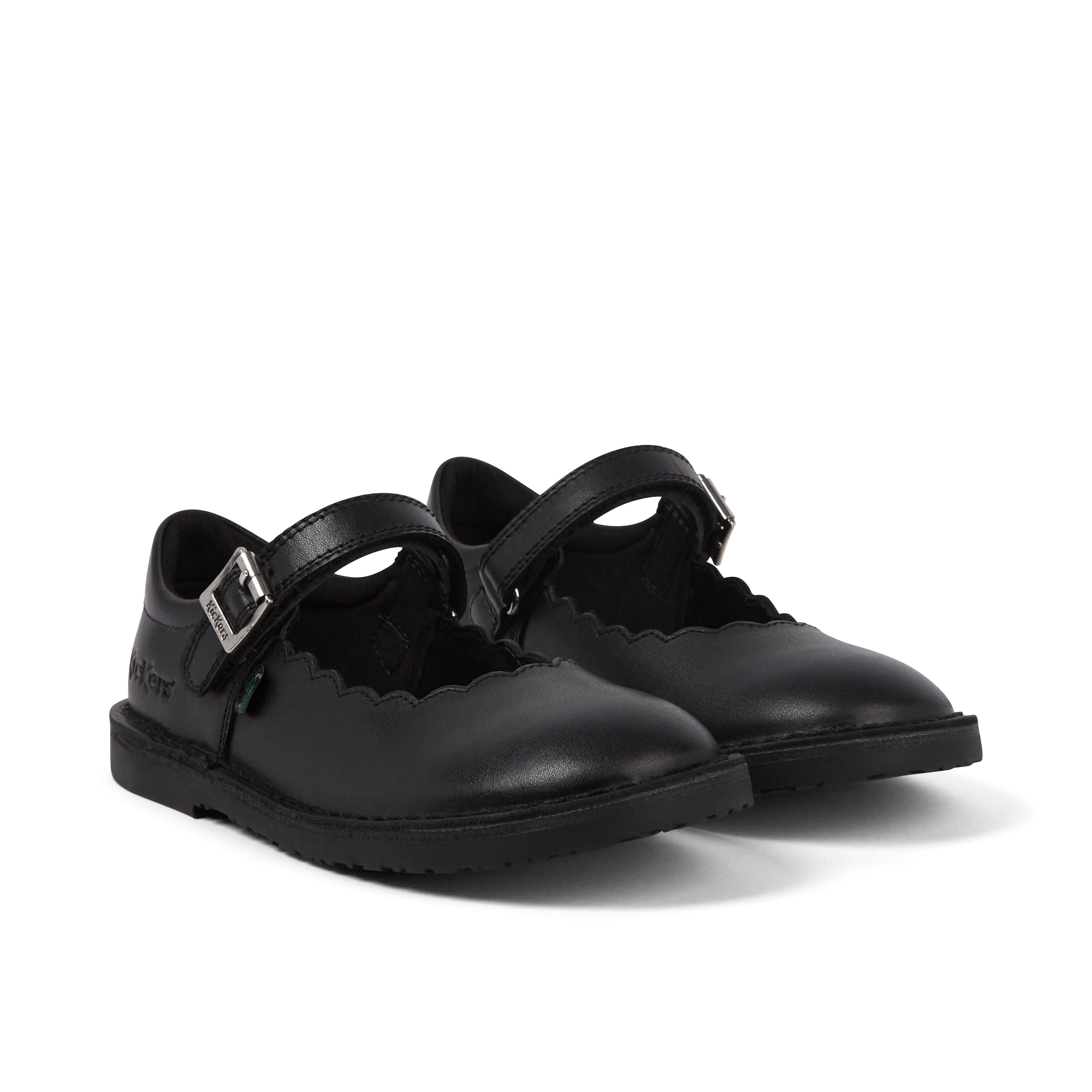 Junior Girls Adlar MJ Scallop Leather Black - Image 3