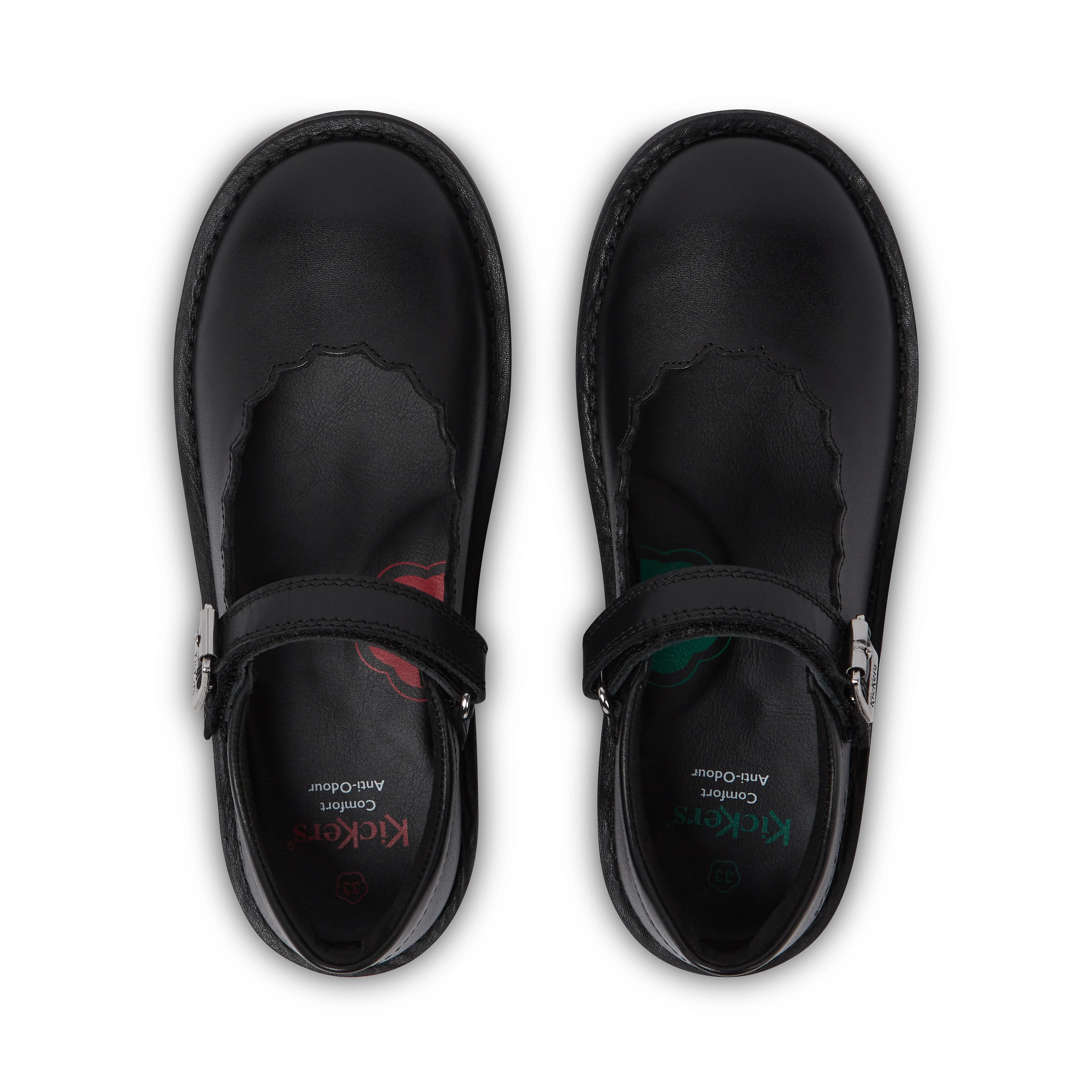 Junior Girls Adlar MJ Scallop Leather Black - Image 4