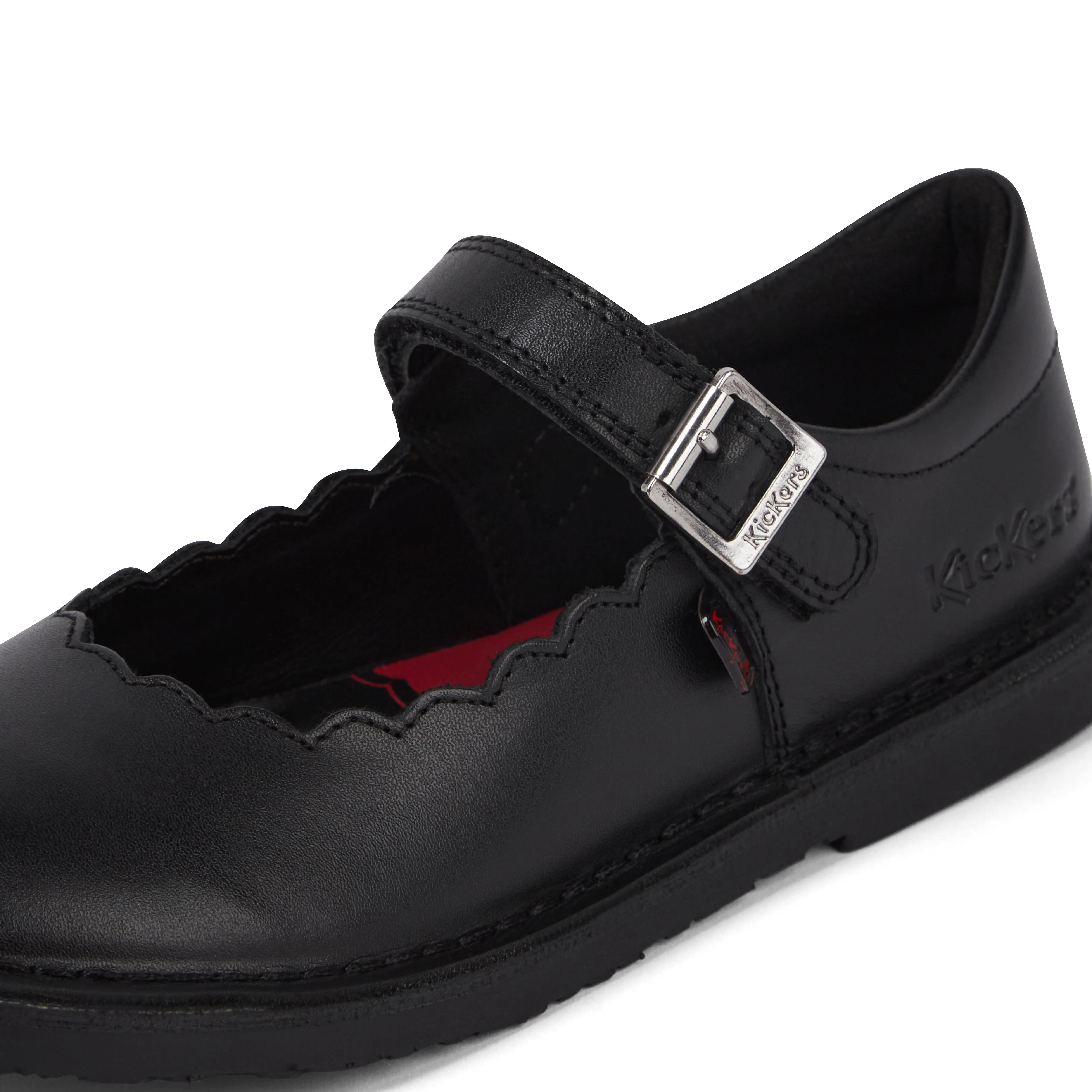 Junior Girls Adlar MJ Scallop Leather Black - Image 6