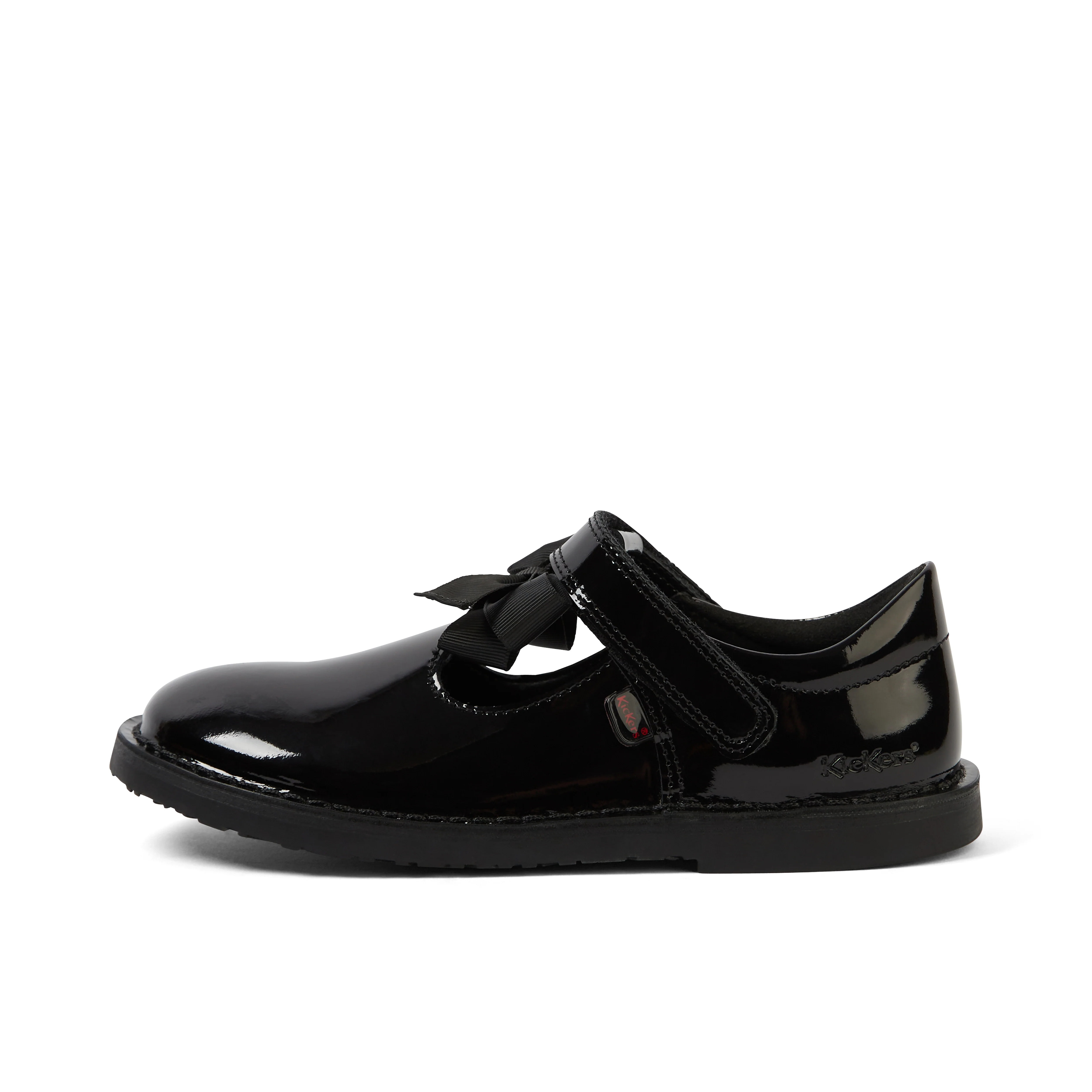 Junior Girls Adlar T Bar Bow Patent Leather Black