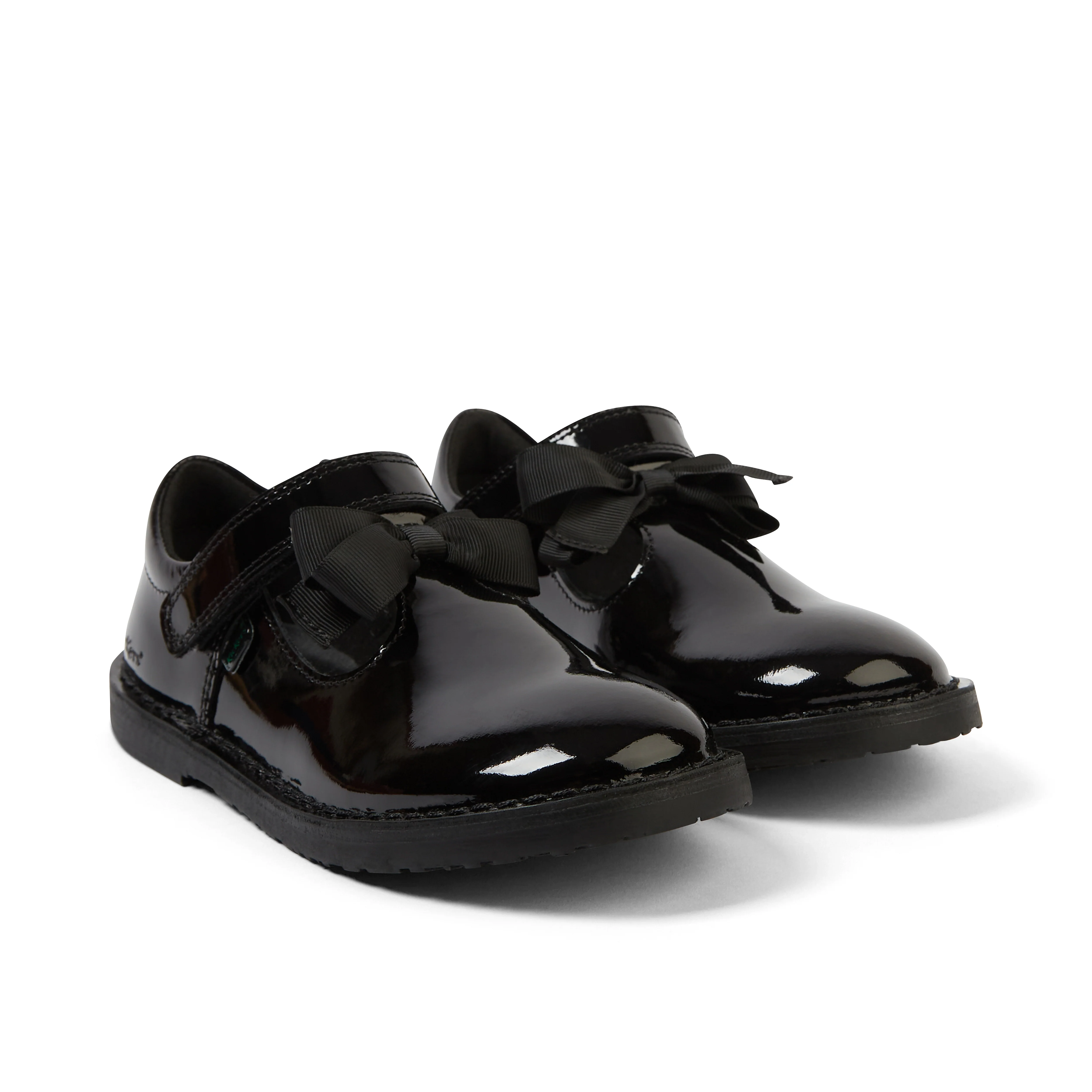 Junior Girls Adlar T Bar Bow Patent Leather Black - Image 3
