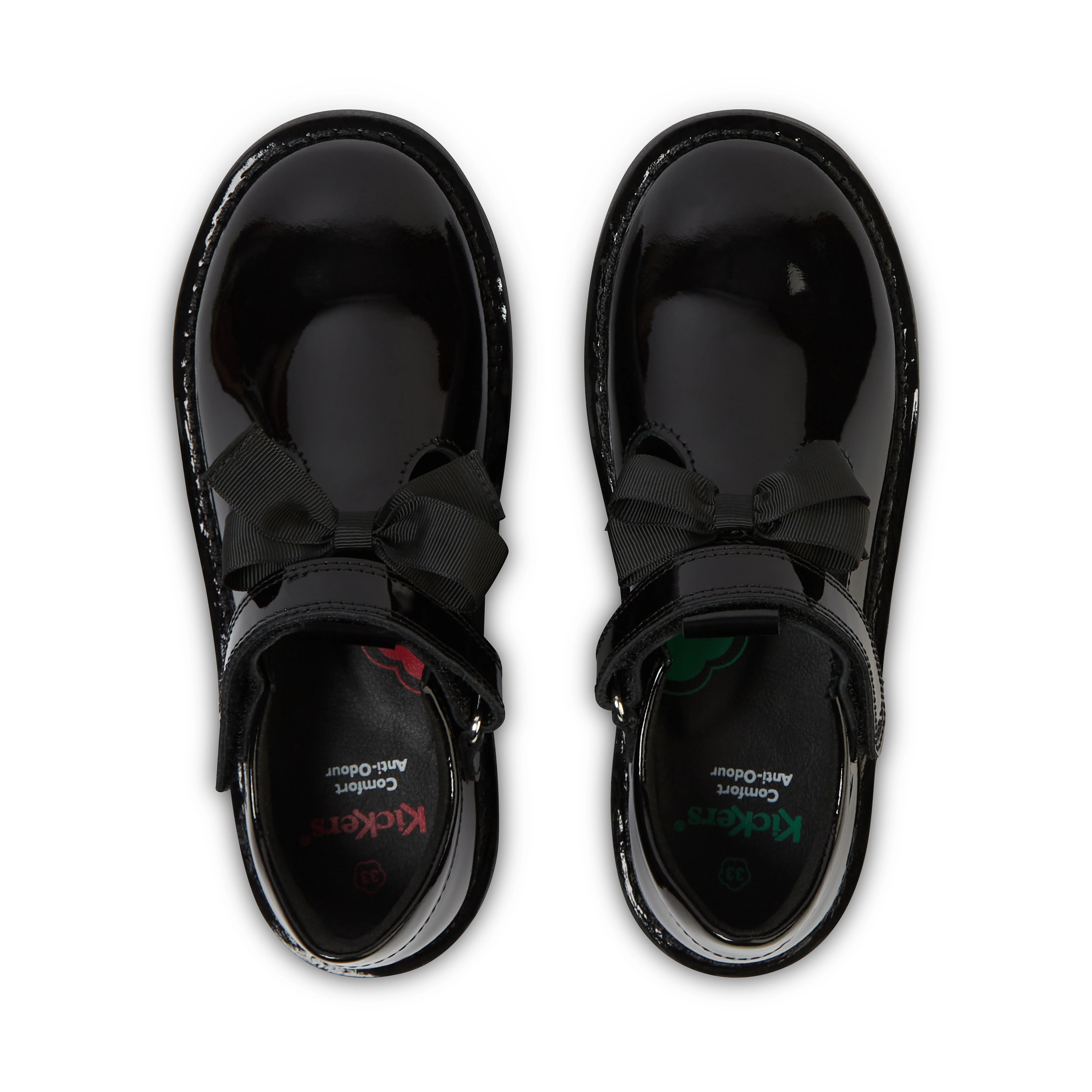 Junior Girls Adlar T Bar Bow Patent Leather Black - Image 4