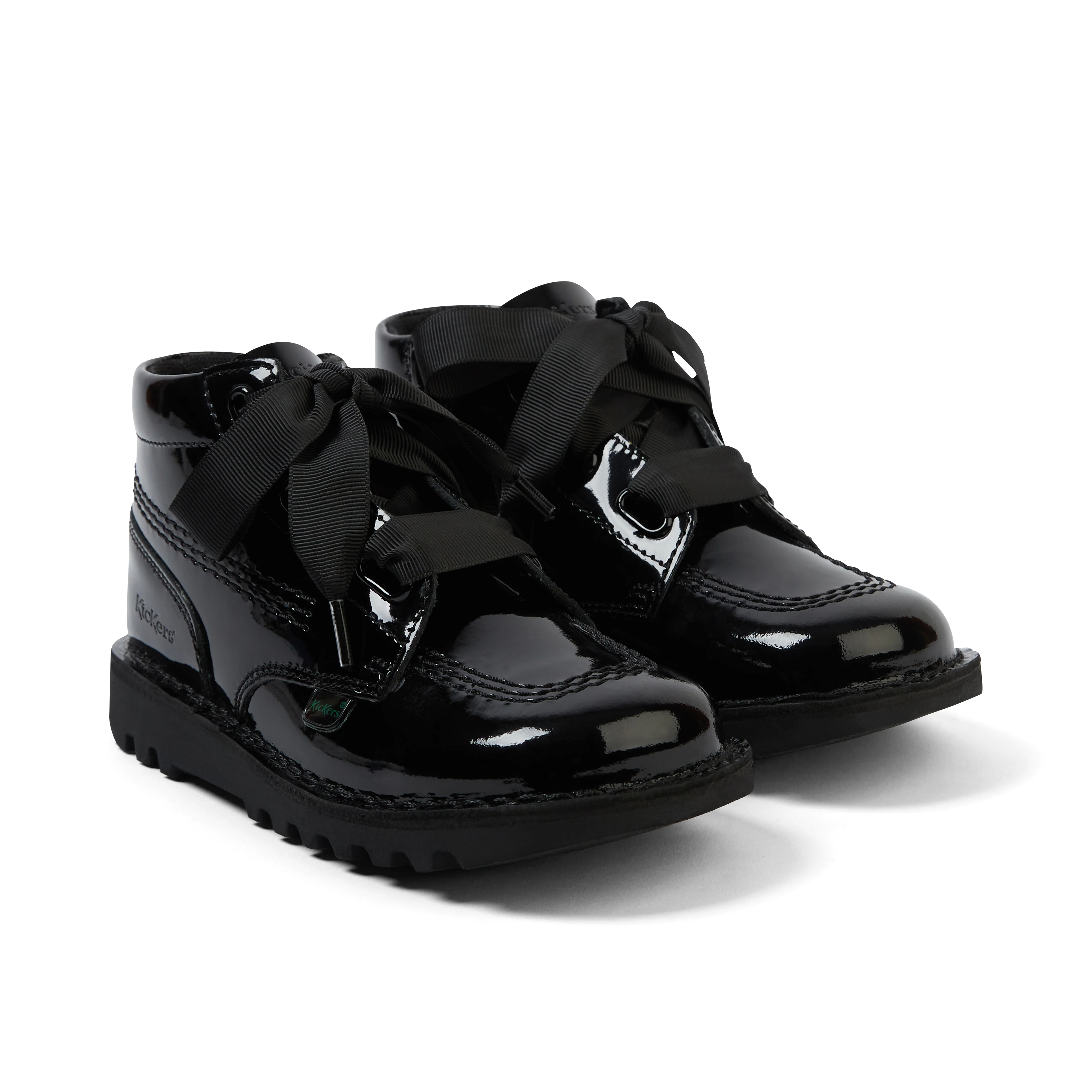 Junior Girls Kick Hi Ribbon Patent Leather Black - Image 3