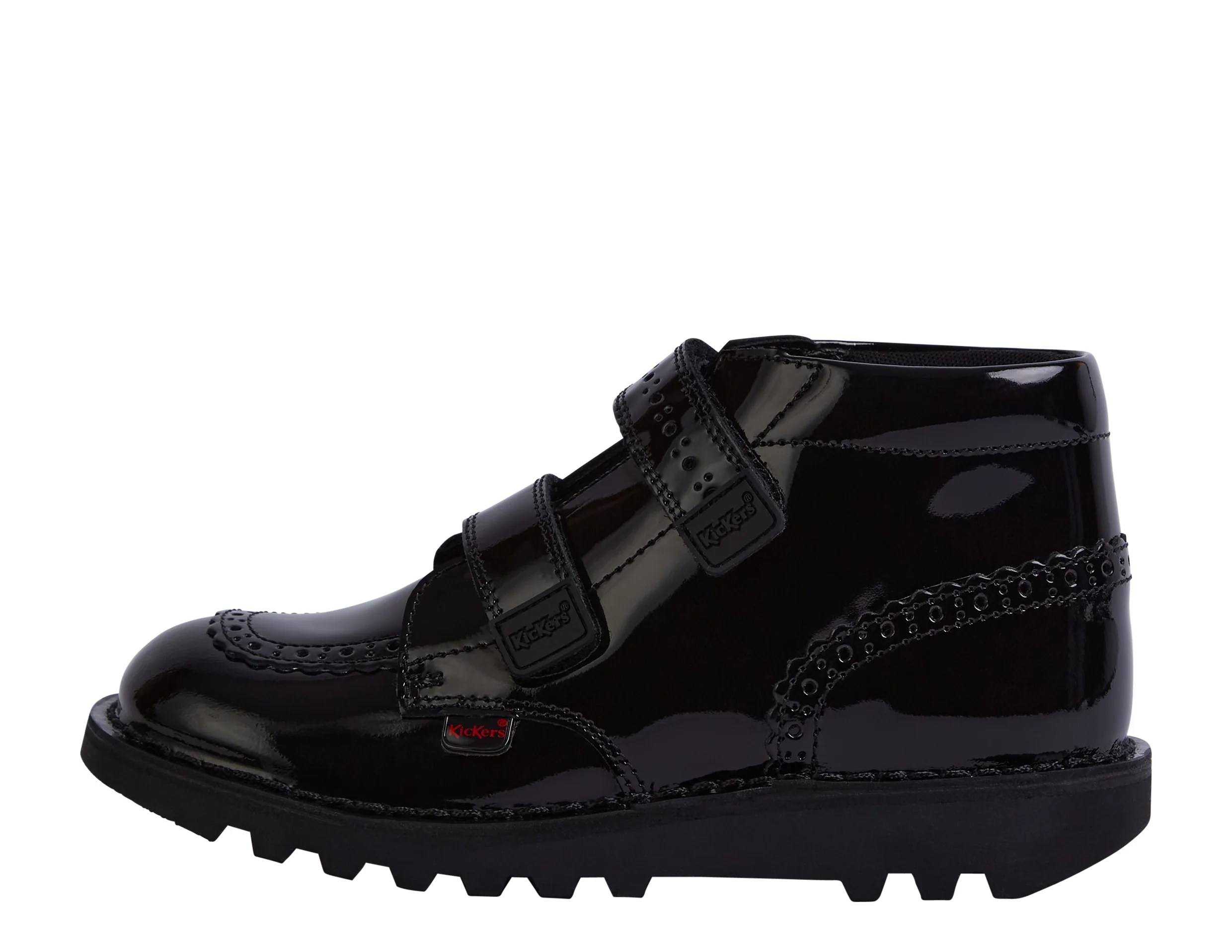 Junior Girls Kick Hi Vel Brogue Patent Leather Black