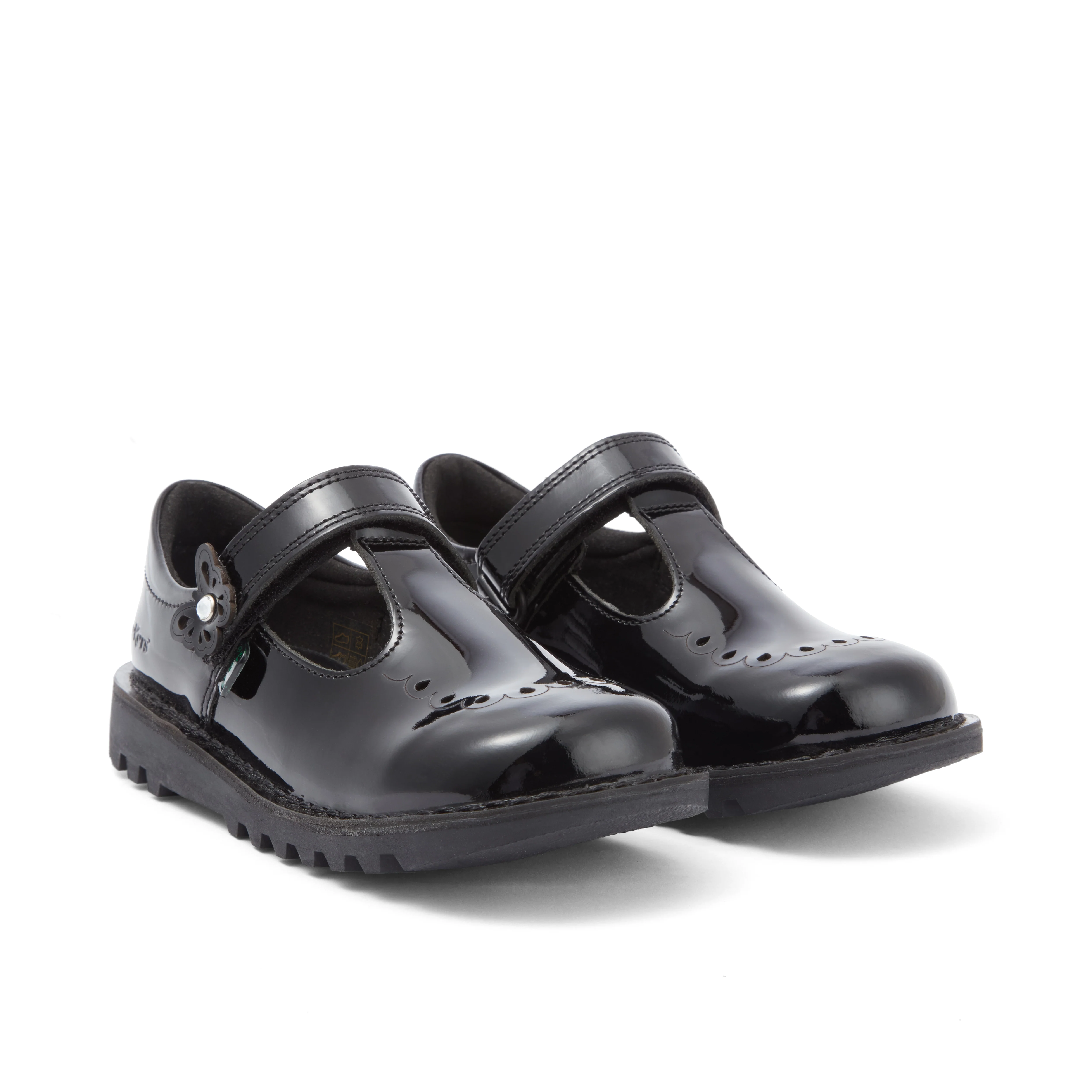 Junior Girls Kick T Bar Bloom Patent Leather Black - Image 3
