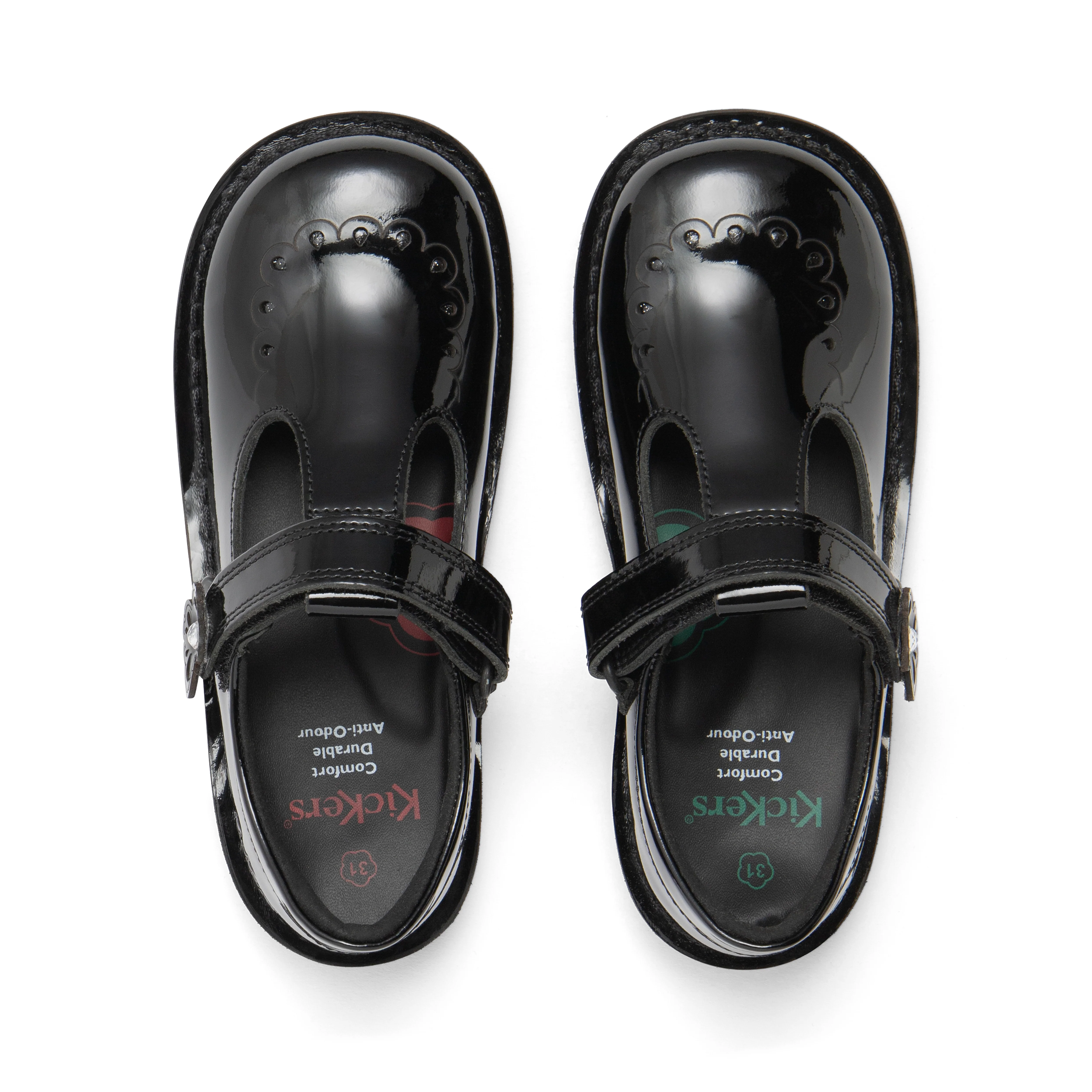 Junior Girls Kick T Bar Bloom Patent Leather Black - Image 4