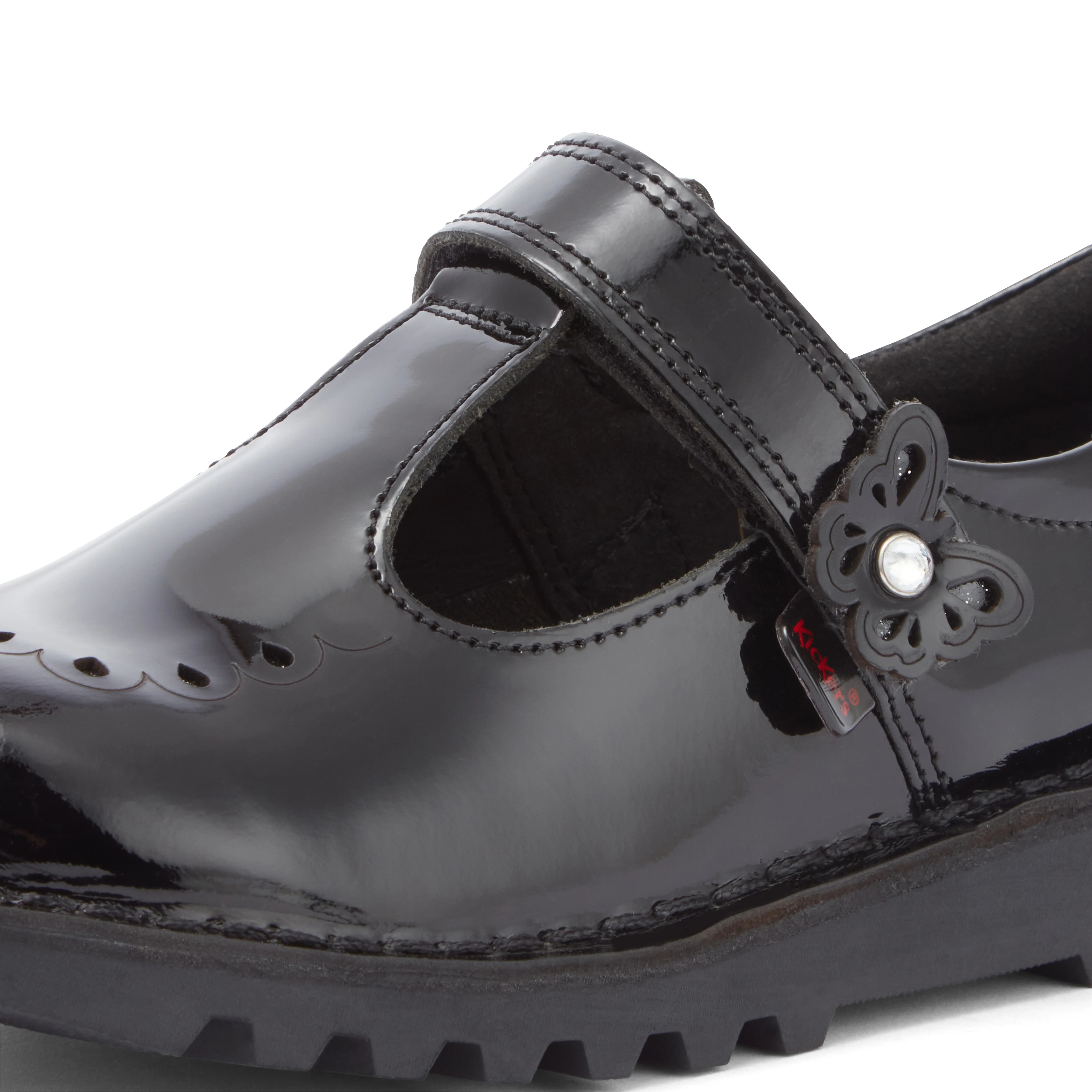 Junior Girls Kick T Bar Bloom Patent Leather Black - Image 6