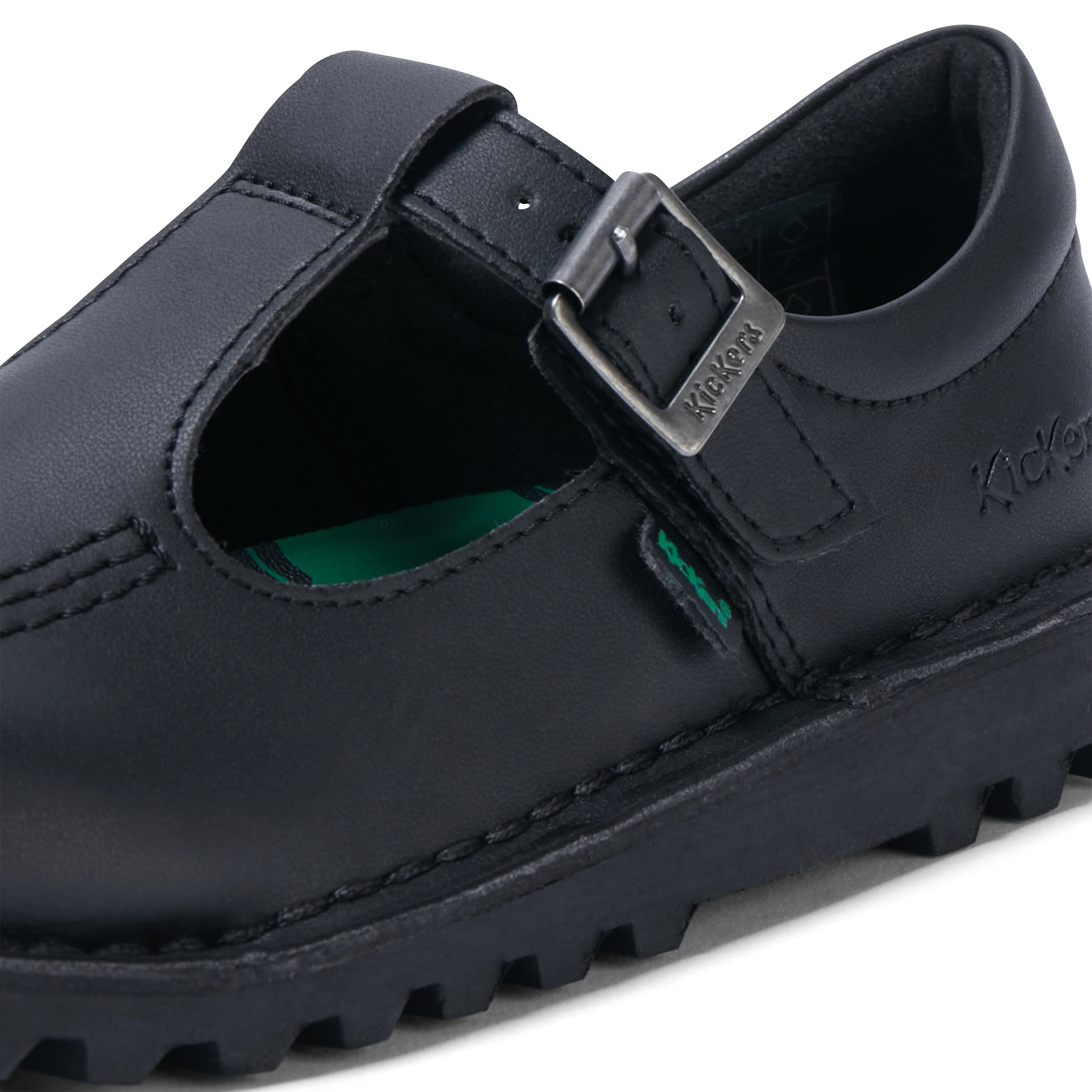 Junior Girls Kick T Bar Leather Alternative Black - Image 6