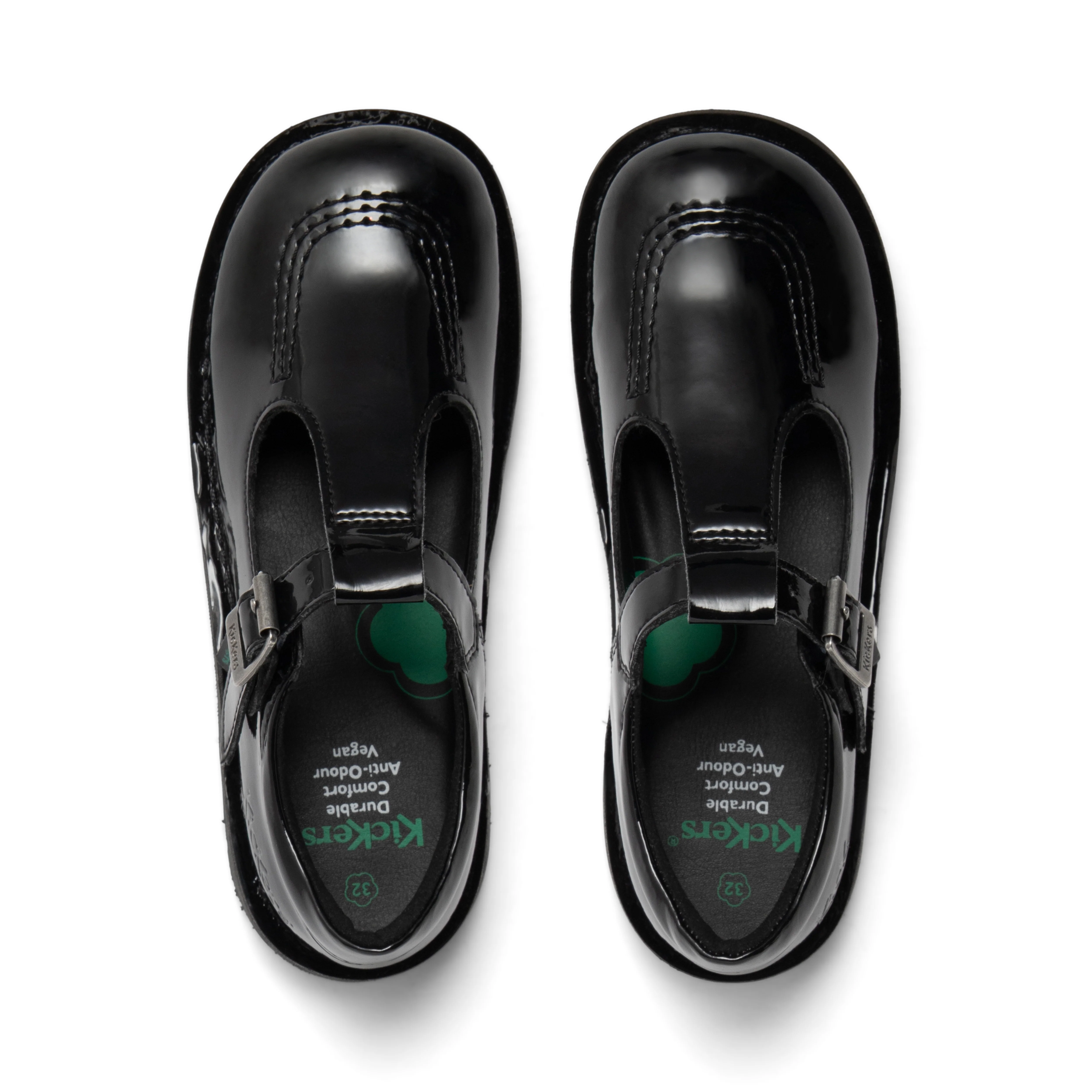 Junior Girls Kick T Bar Leather Alternative Patent Leather Black - Image 4