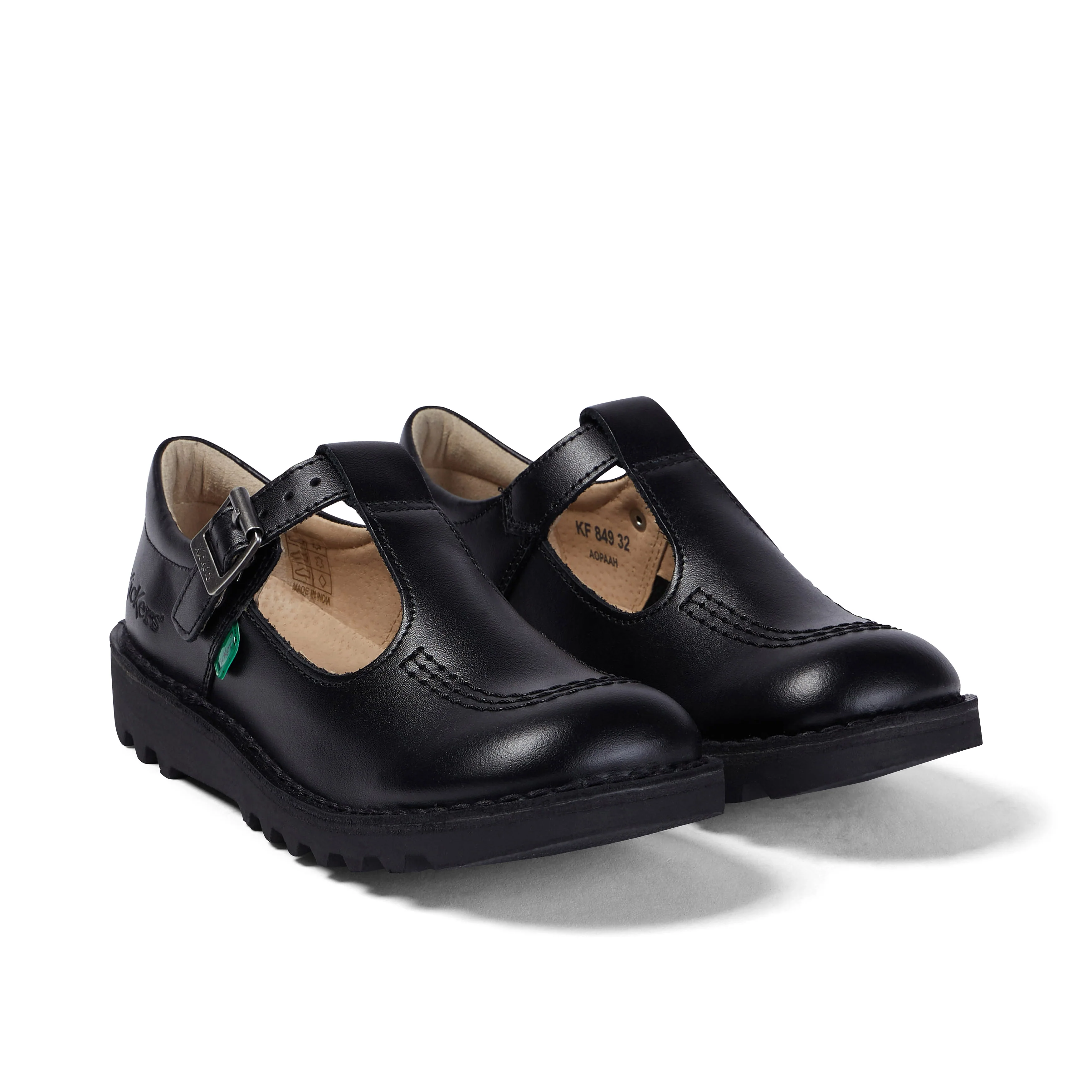 Junior Girls Kick T Bar Leather Black - Image 3