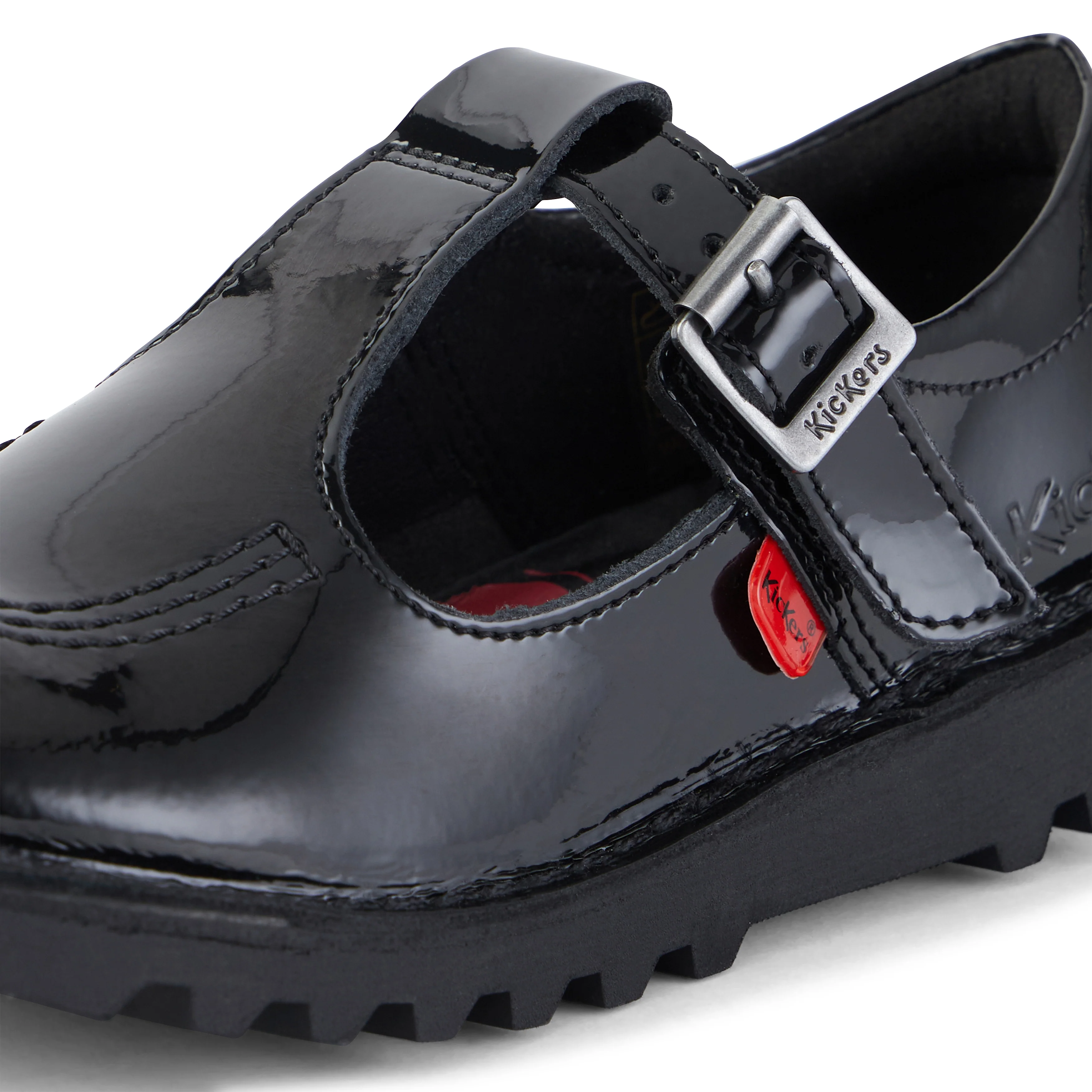 Junior Girls Kick T Bar Patent Leather Black - Image 6