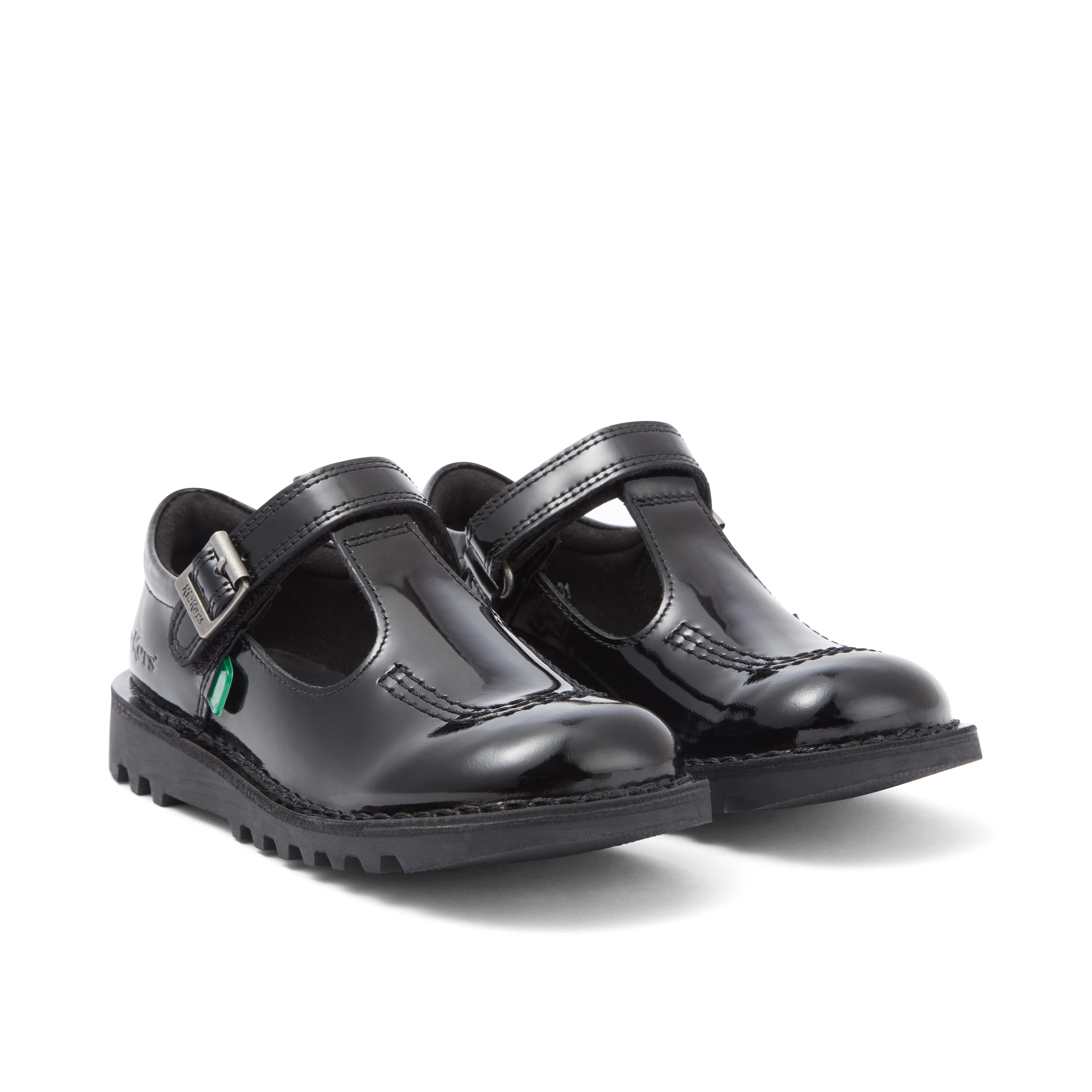 Junior Girls Kick T Bar Vel Patent Leather Black - Image 3