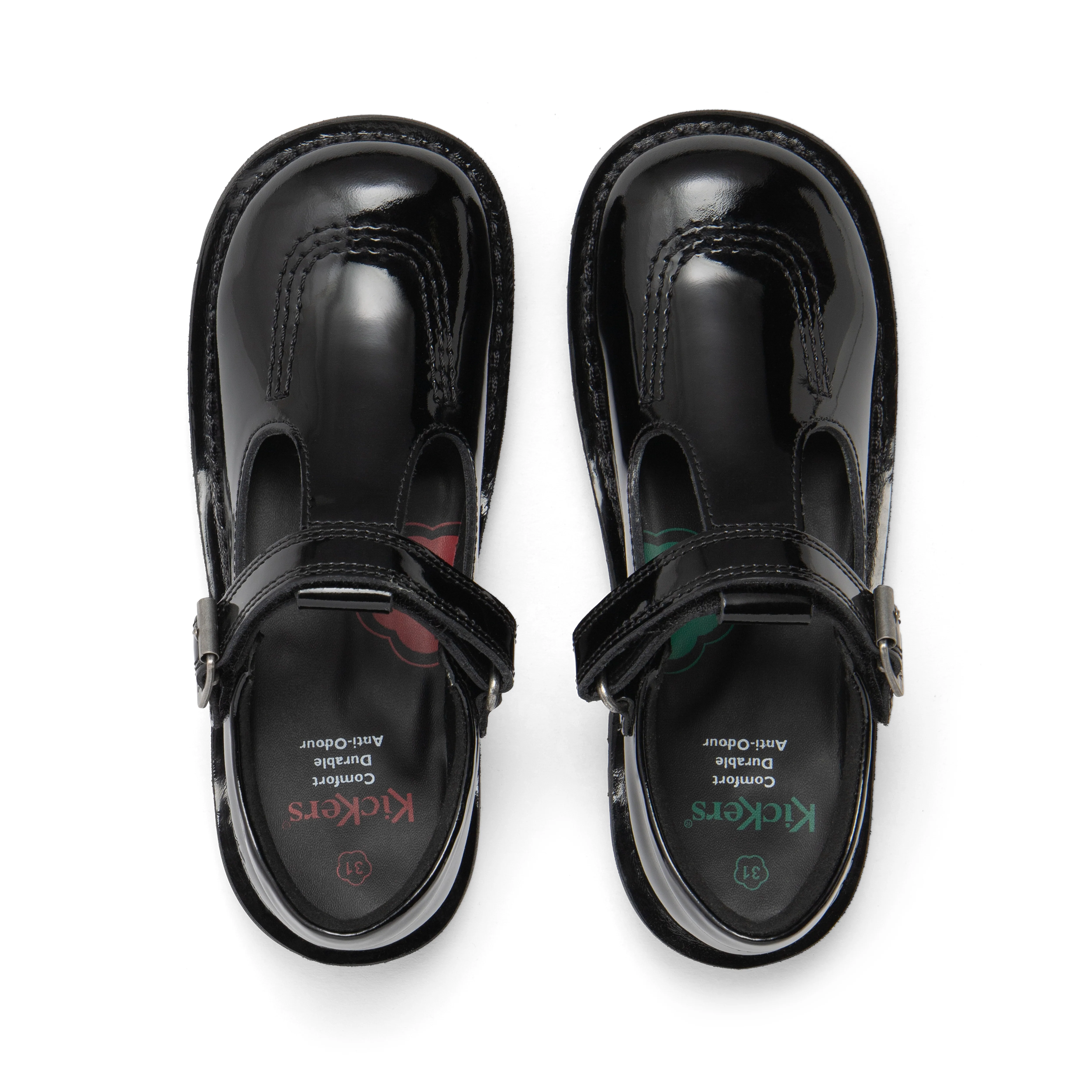 Junior Girls Kick T Bar Vel Patent Leather Black - Image 4