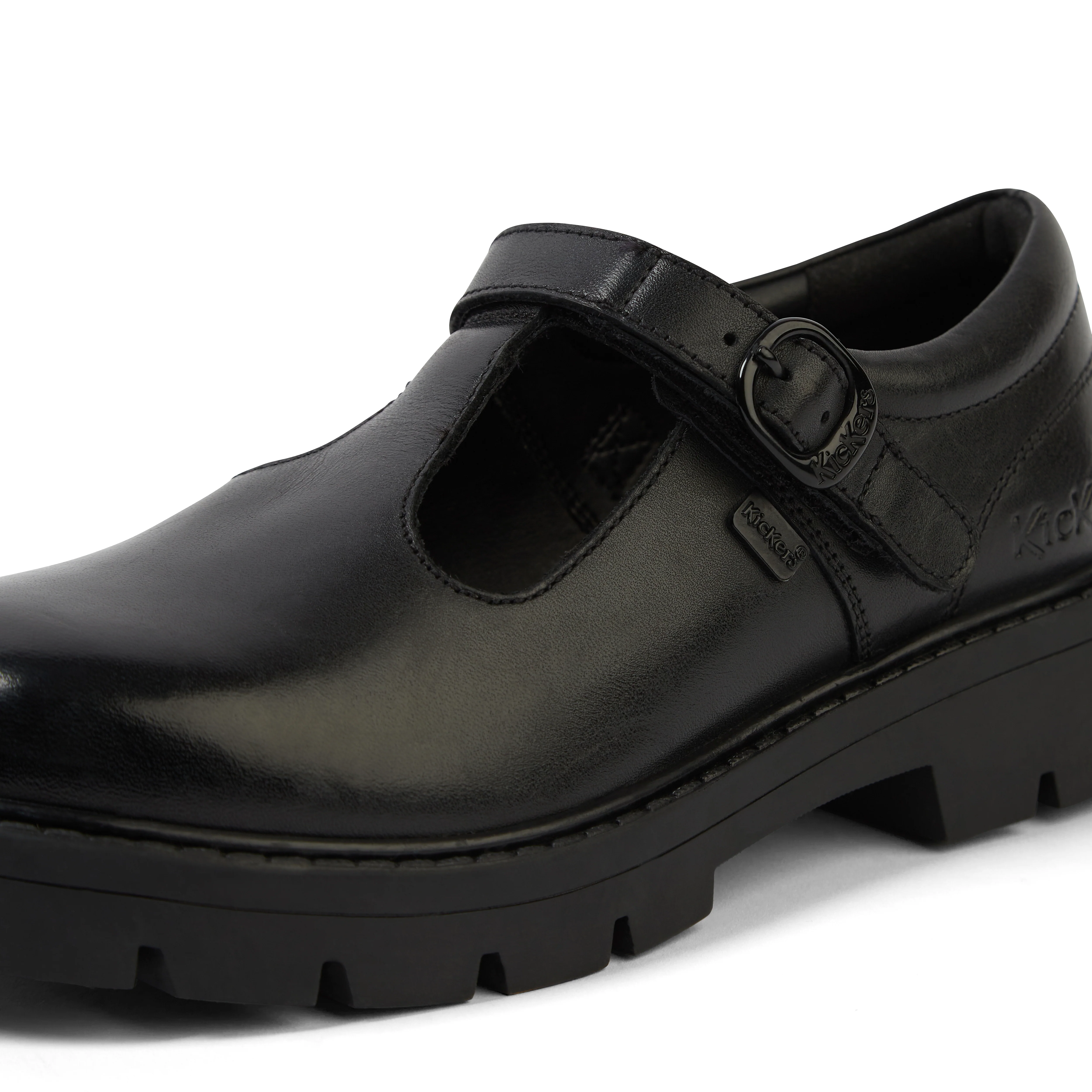 Junior Girls Kori T Bar Leather Black - Image 6