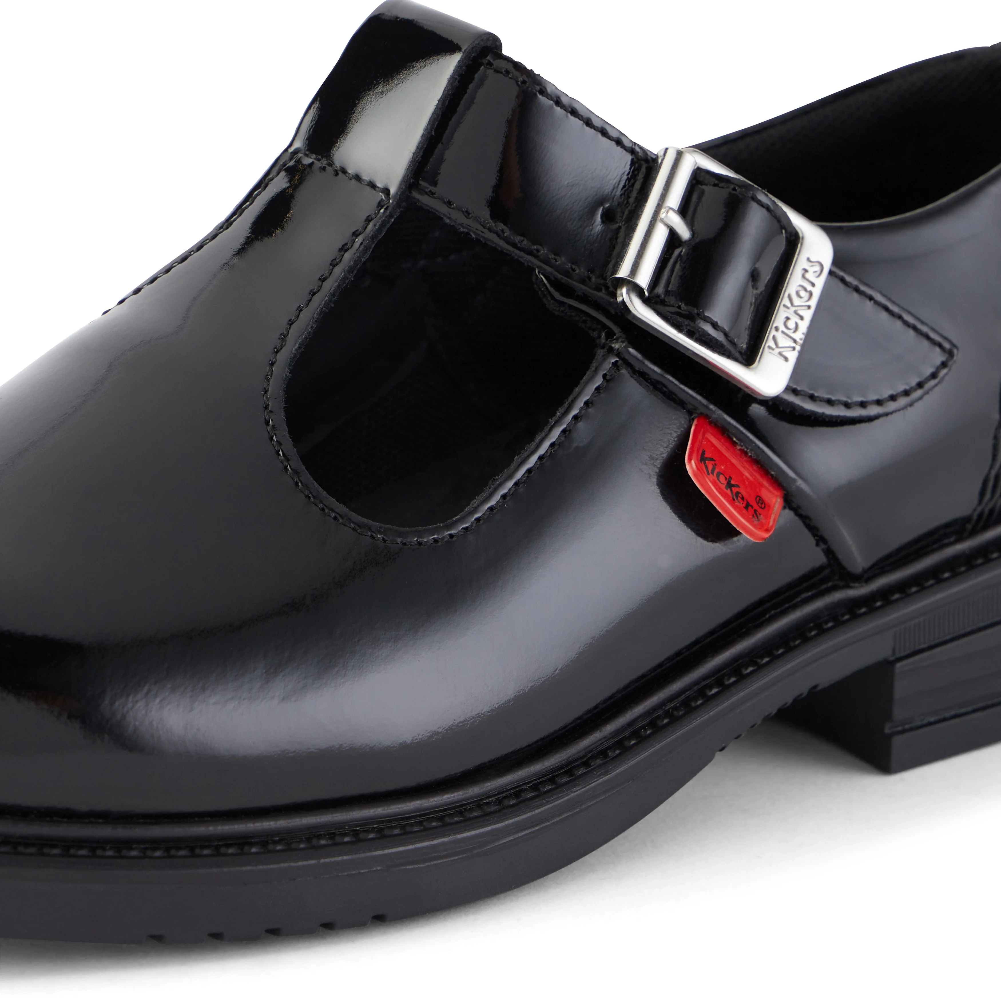 Junior Girls Lach T-Bar Patent Leather Black - Image 6