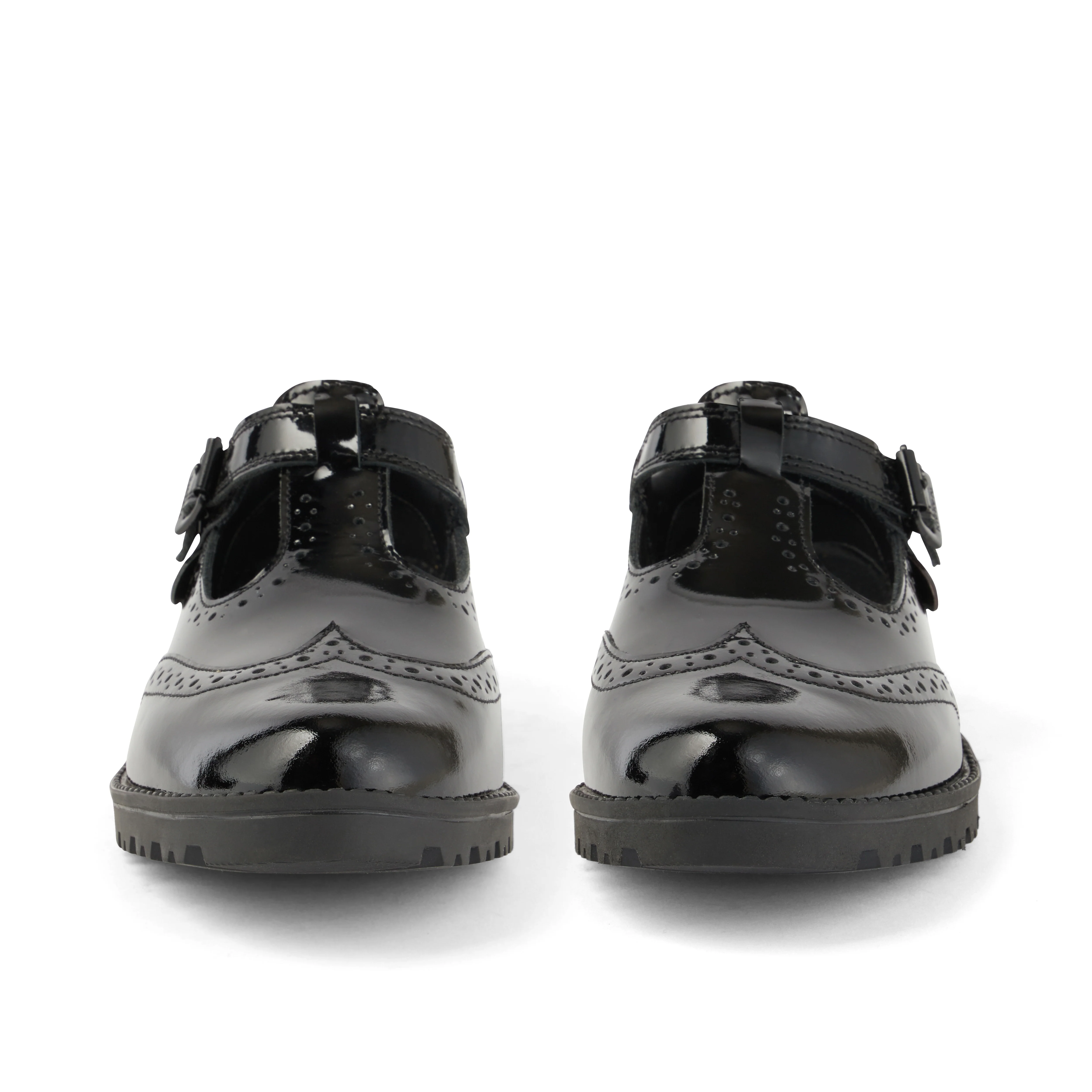 Junior Girls Lachly Brogue T-Bar Patent Leather Black - Image 2