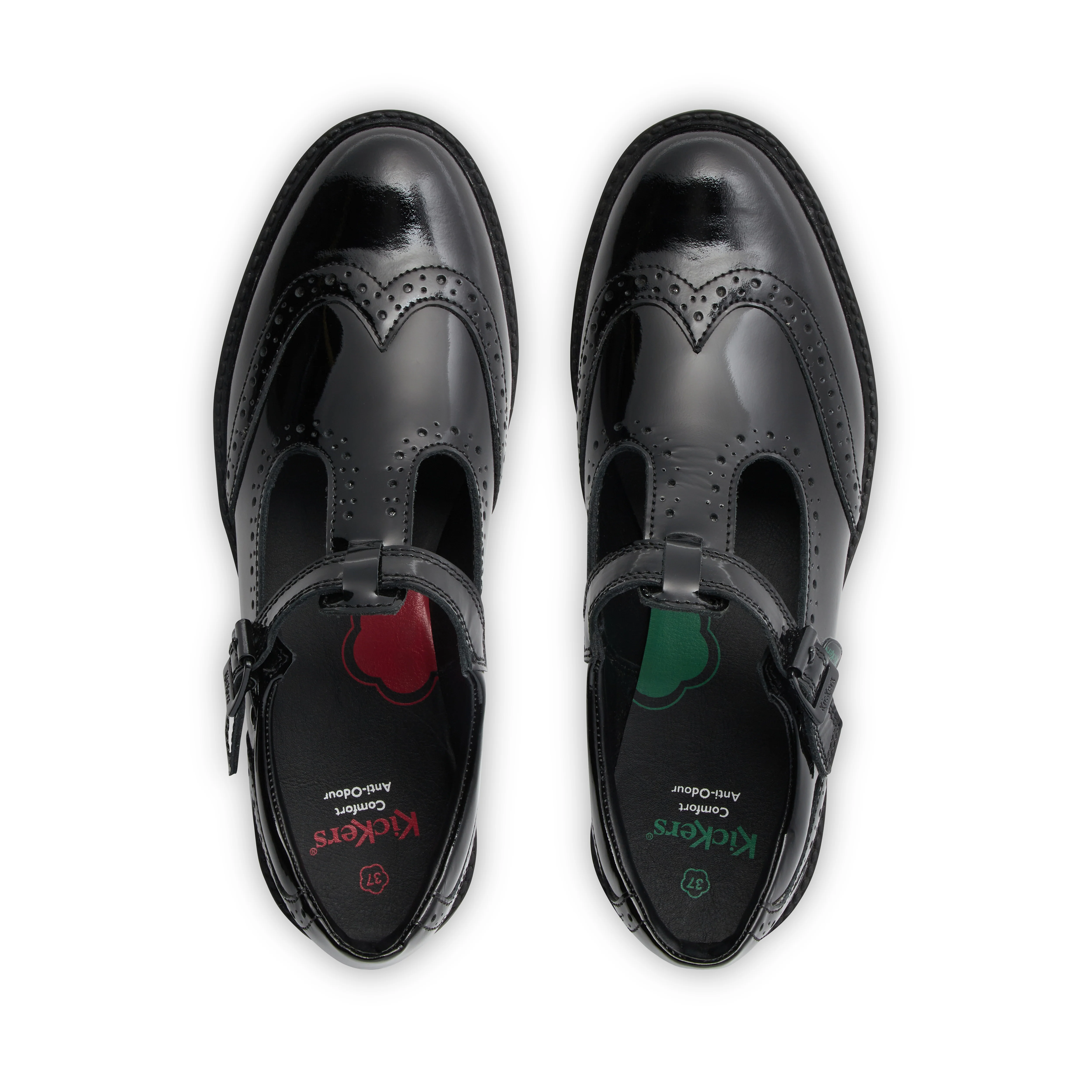 Junior Girls Lachly Brogue T-Bar Patent Leather Black - Image 4