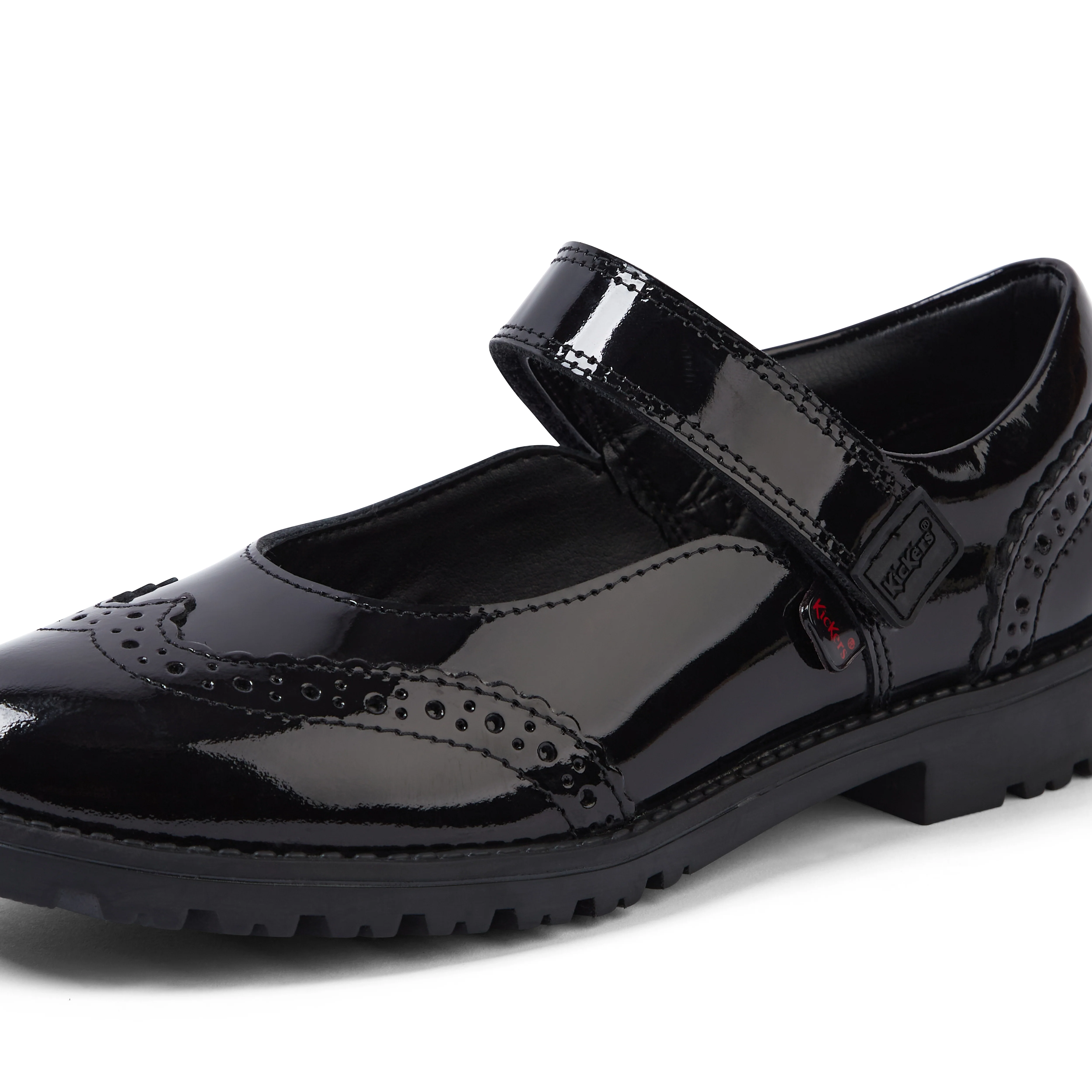 Junior Girls Lachly MJ Brogue Patent Leather Black - Image 6