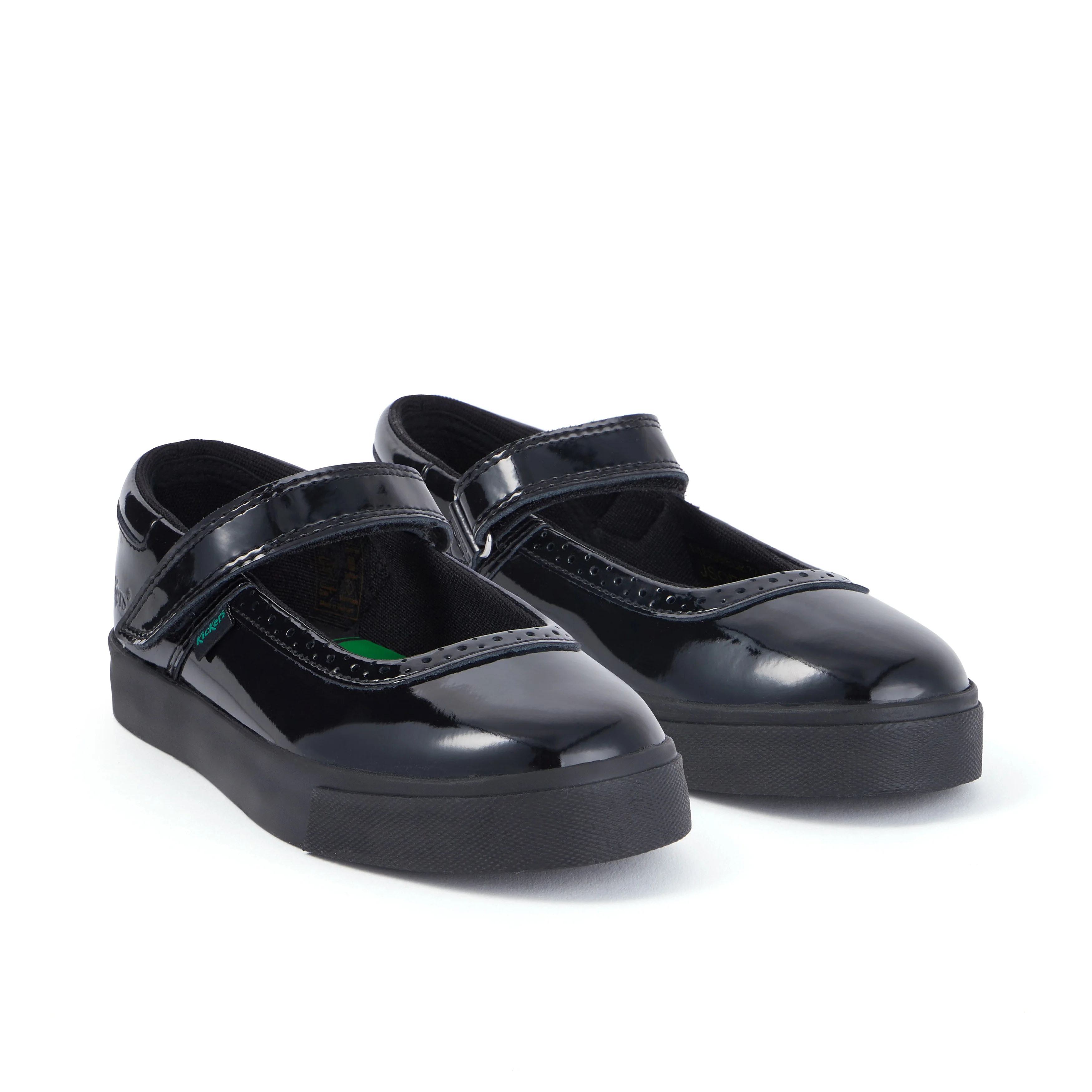 Junior Girls Tovni Brogue MJ Patent Leather Black - Image 3