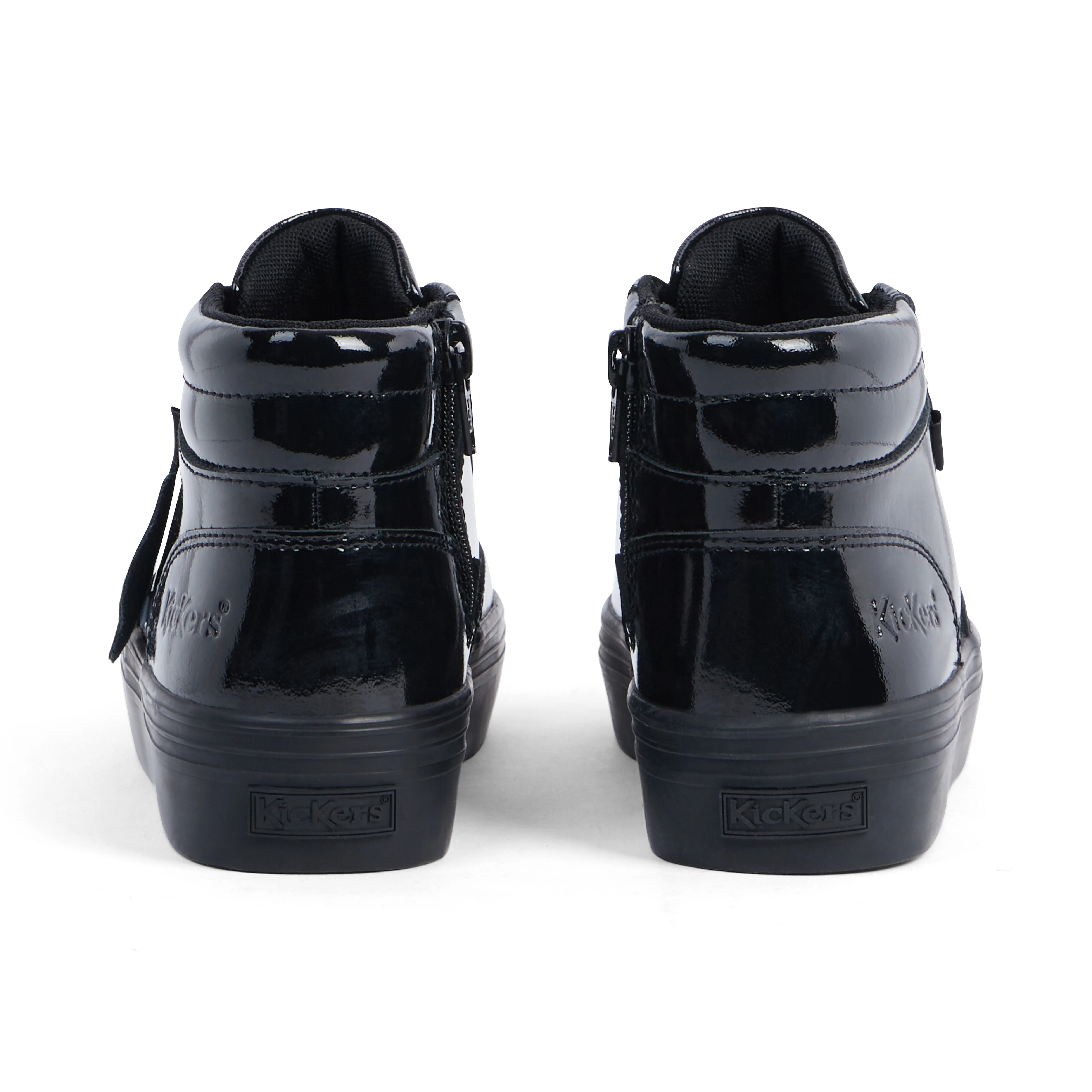 Junior Girls Tovni Stack Hi Flower Patent Leather Black - Image 5