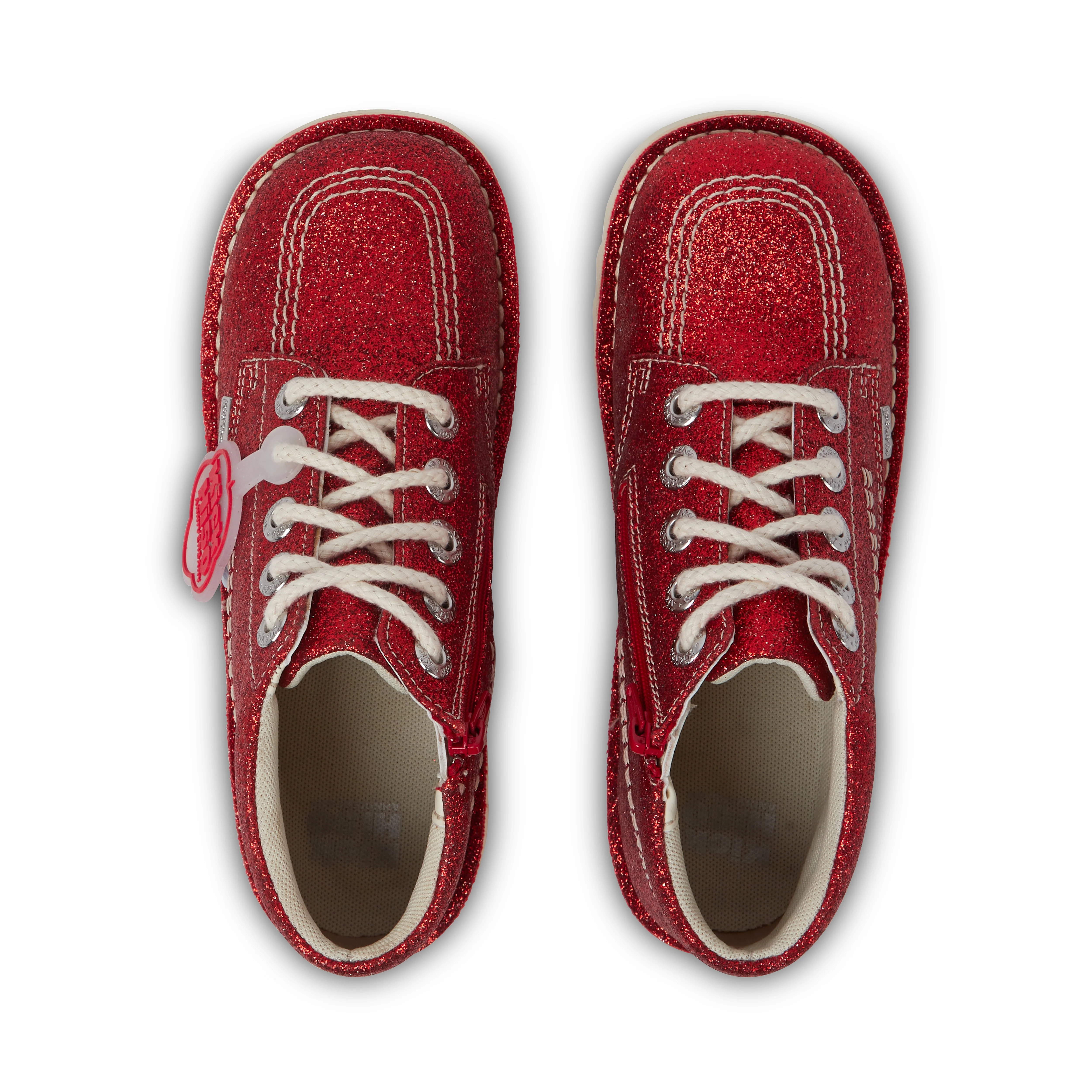 Junior Unisex Kick Hi Glitter Shoes Red - Image 4