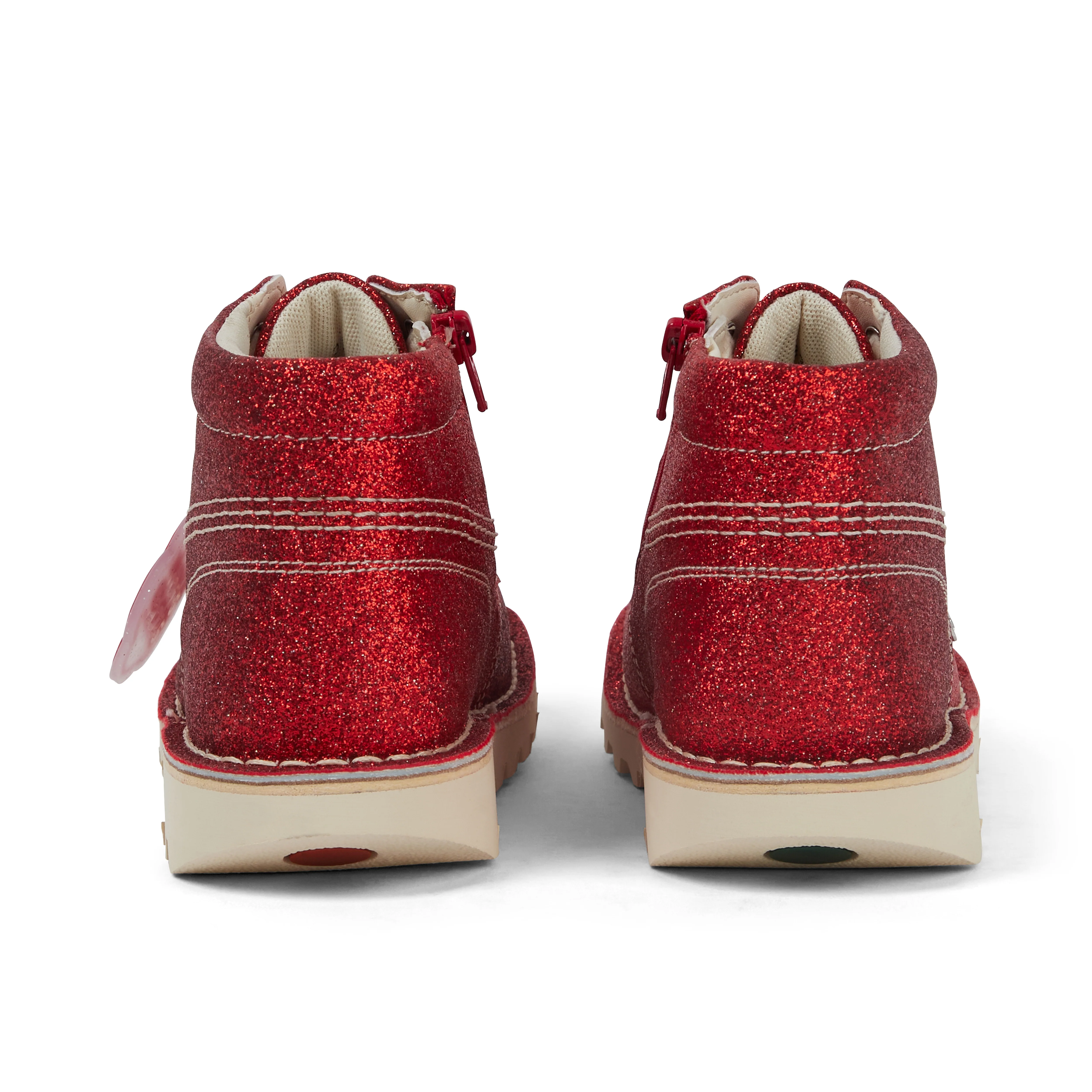 Junior Unisex Kick Hi Glitter Shoes Red - Image 5