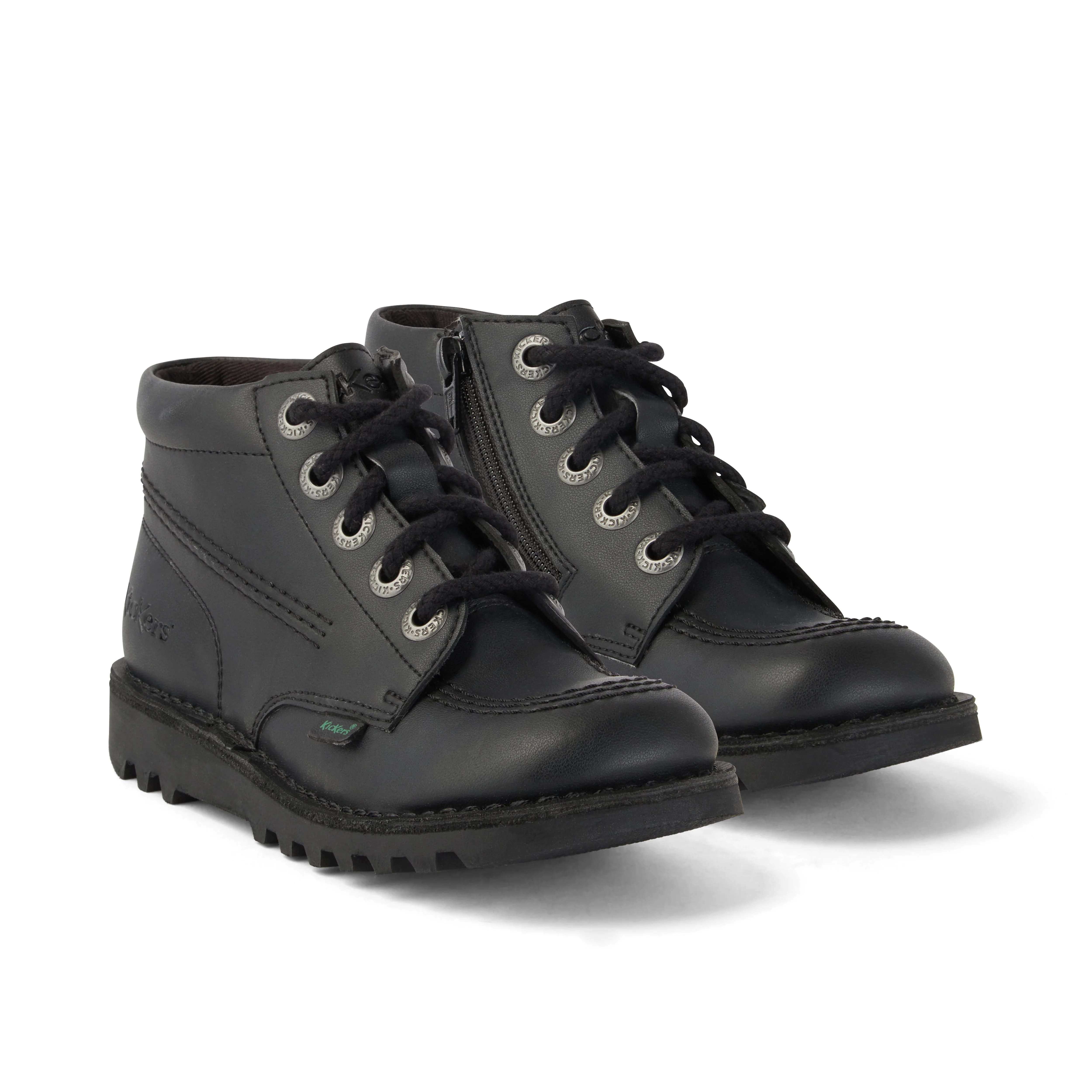 Junior Unisex Kick Hi Zip Leather Alternative Black - Image 3