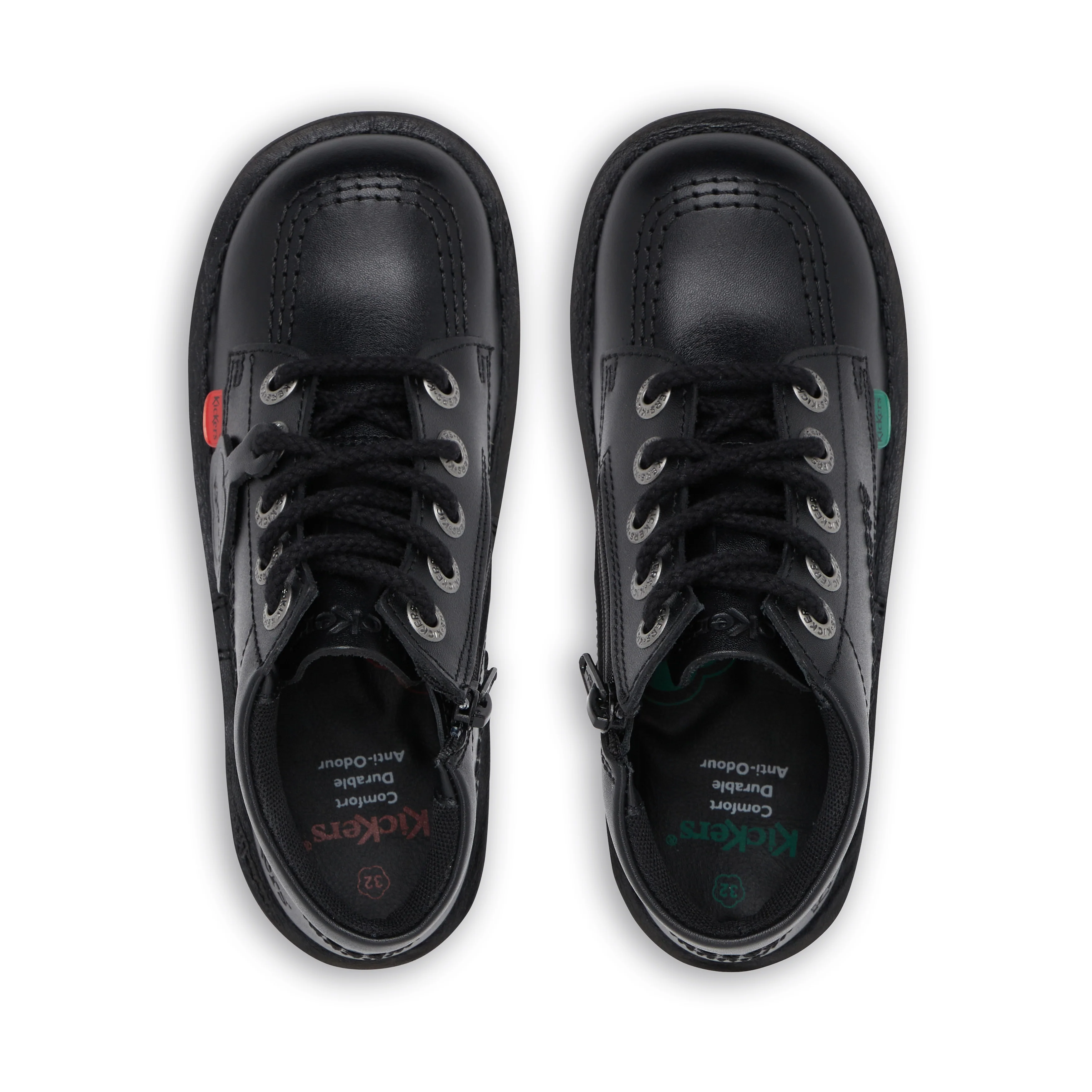 Junior Unisex Kick Hi Zip Leather Black - Image 4