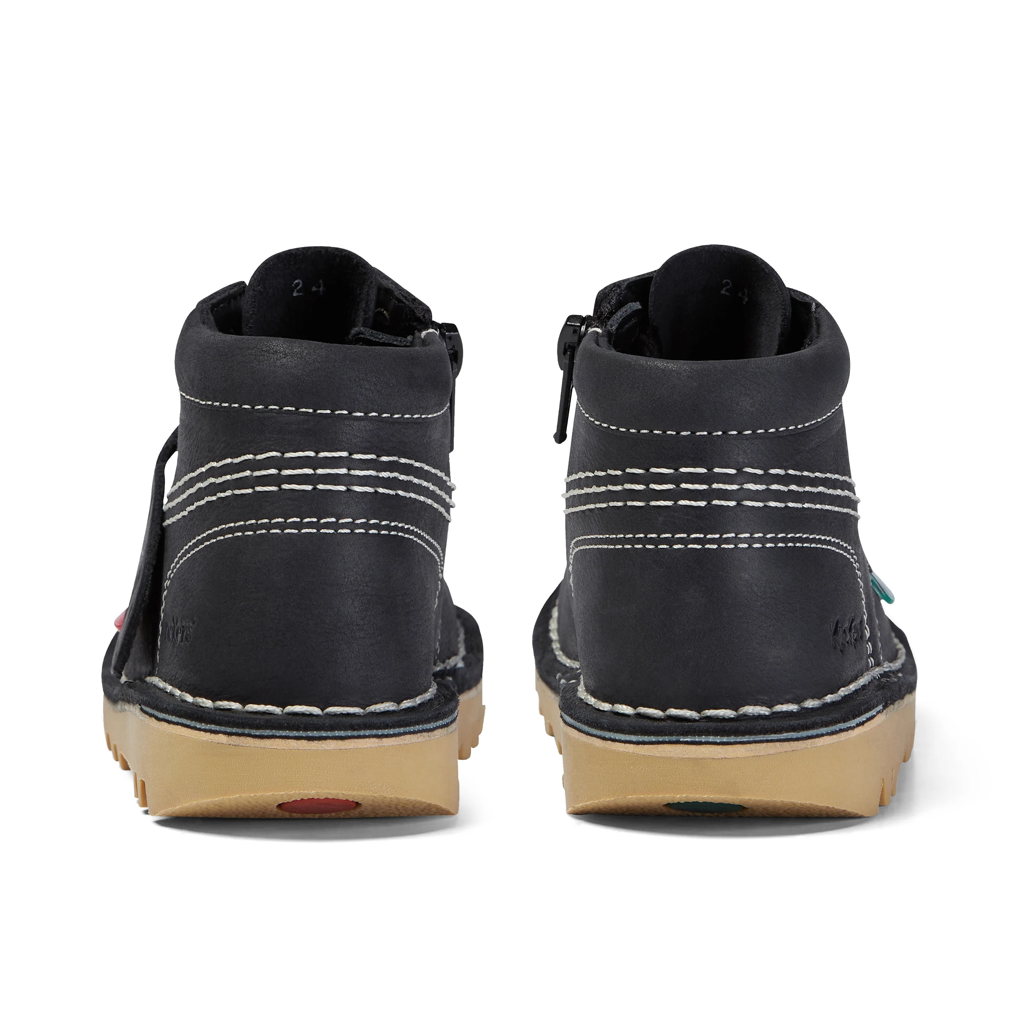 Junior Unisex Kick Hi Zip Leather Black/White - Image 5