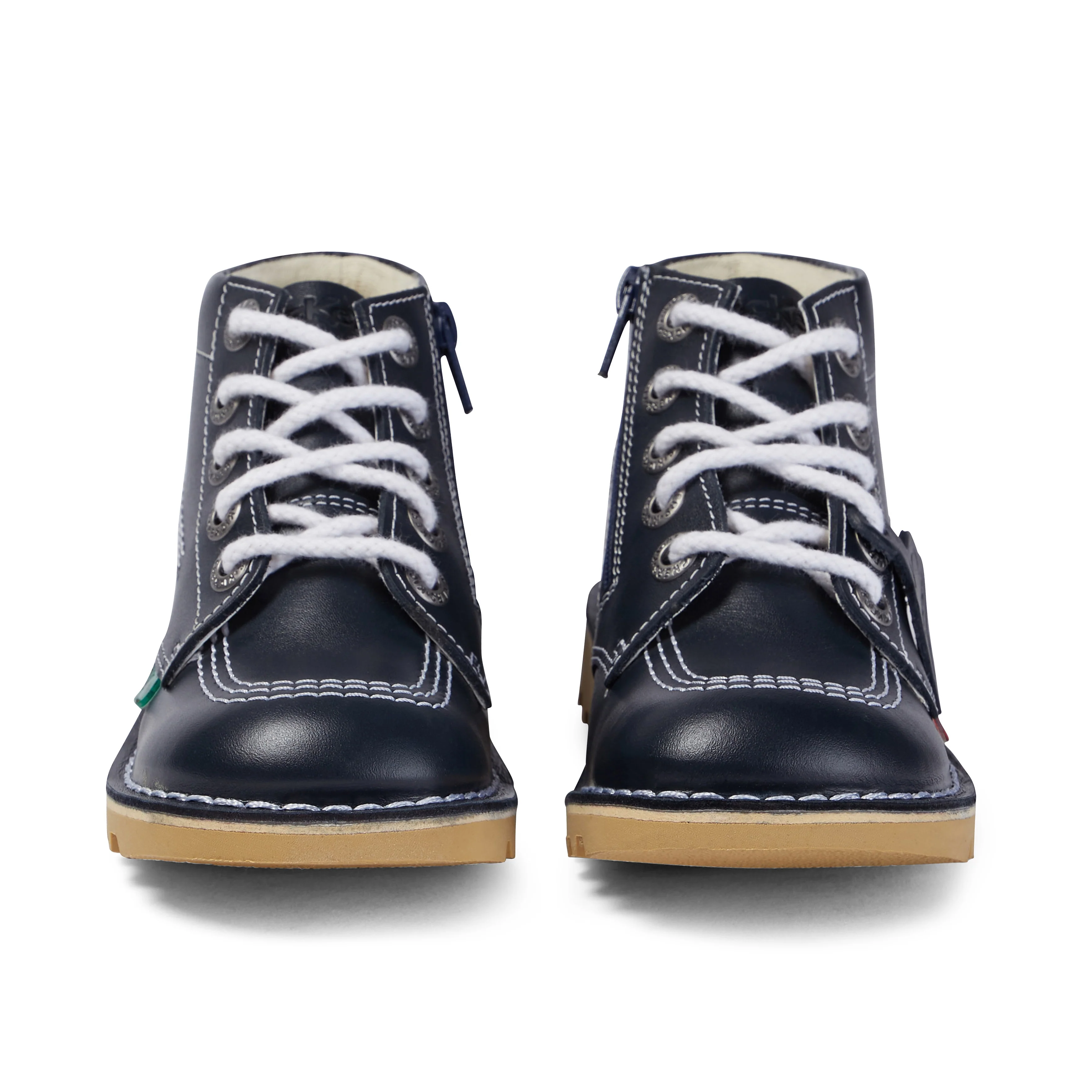 Junior Unisex Kick Hi Zip Leather Navy - Image 2
