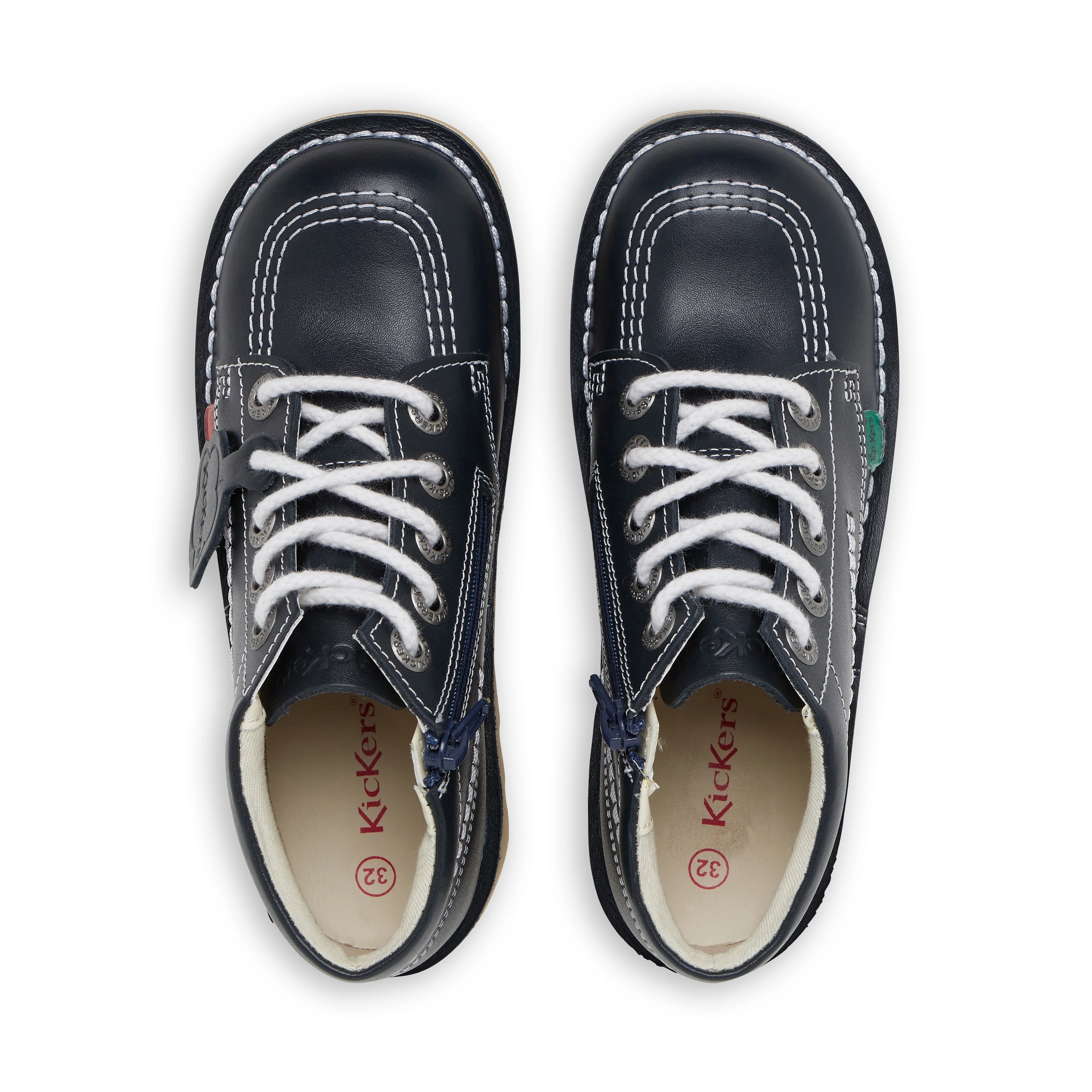 Junior Unisex Kick Hi Zip Leather Navy - Image 4
