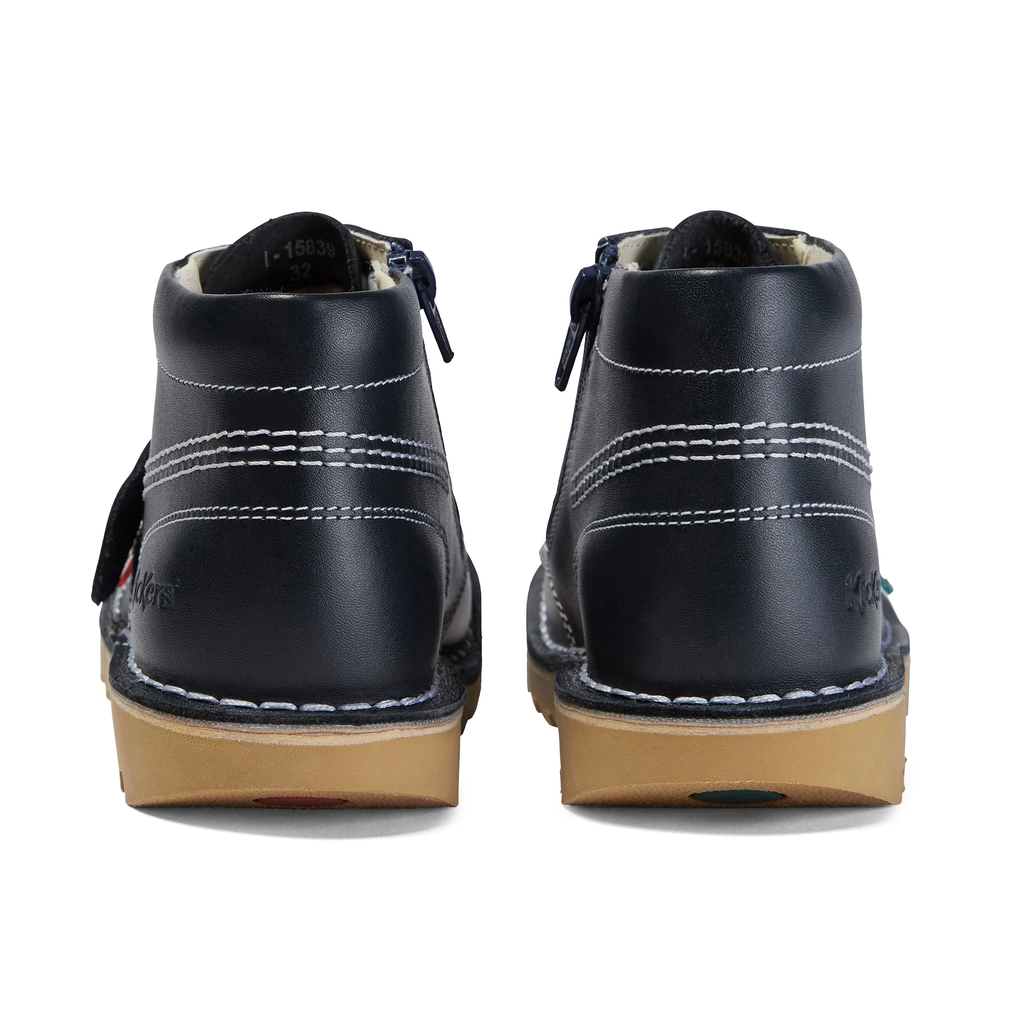 Junior Unisex Kick Hi Zip Leather Navy - Image 5