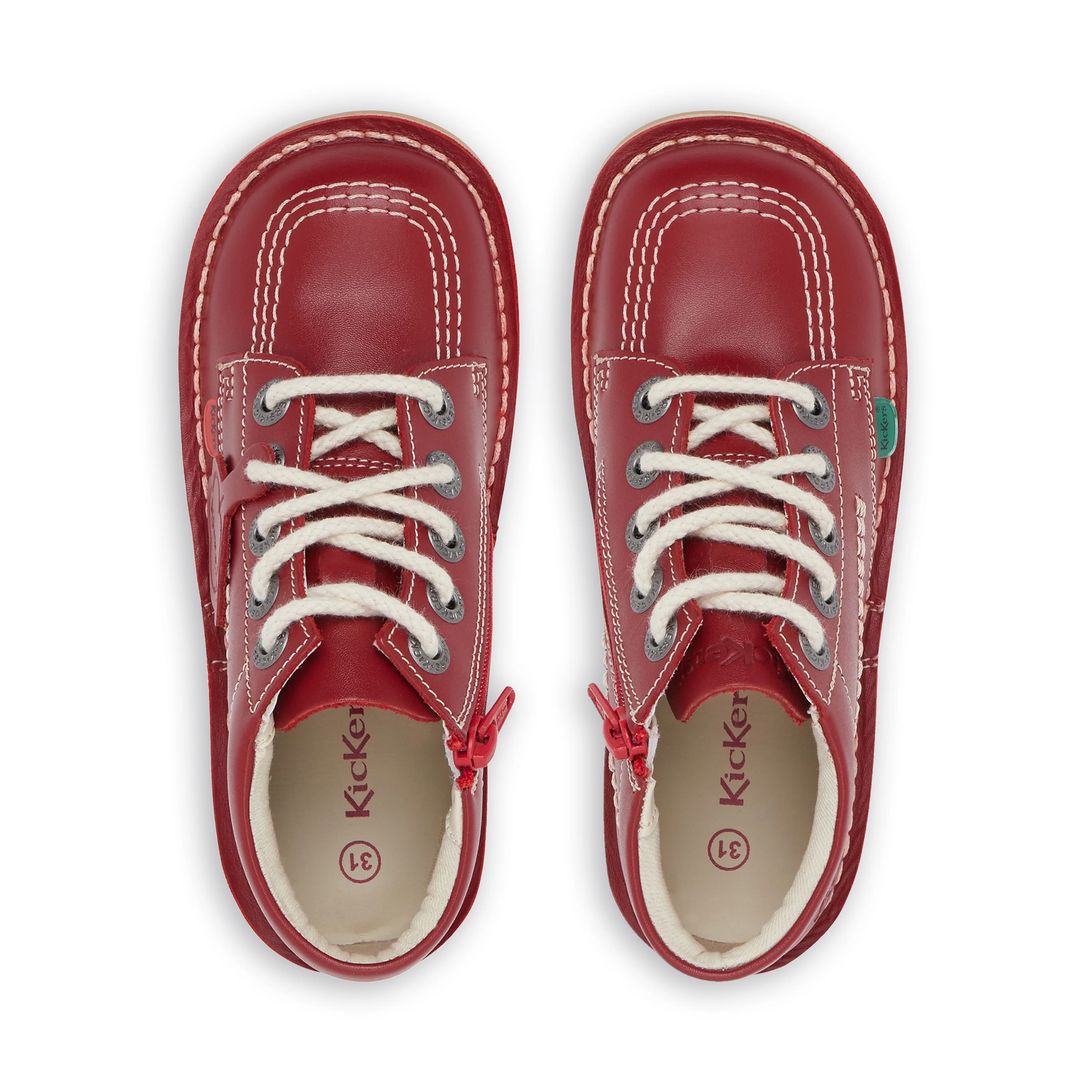 Junior Unisex Kick Hi Zip Leather Red - Image 4