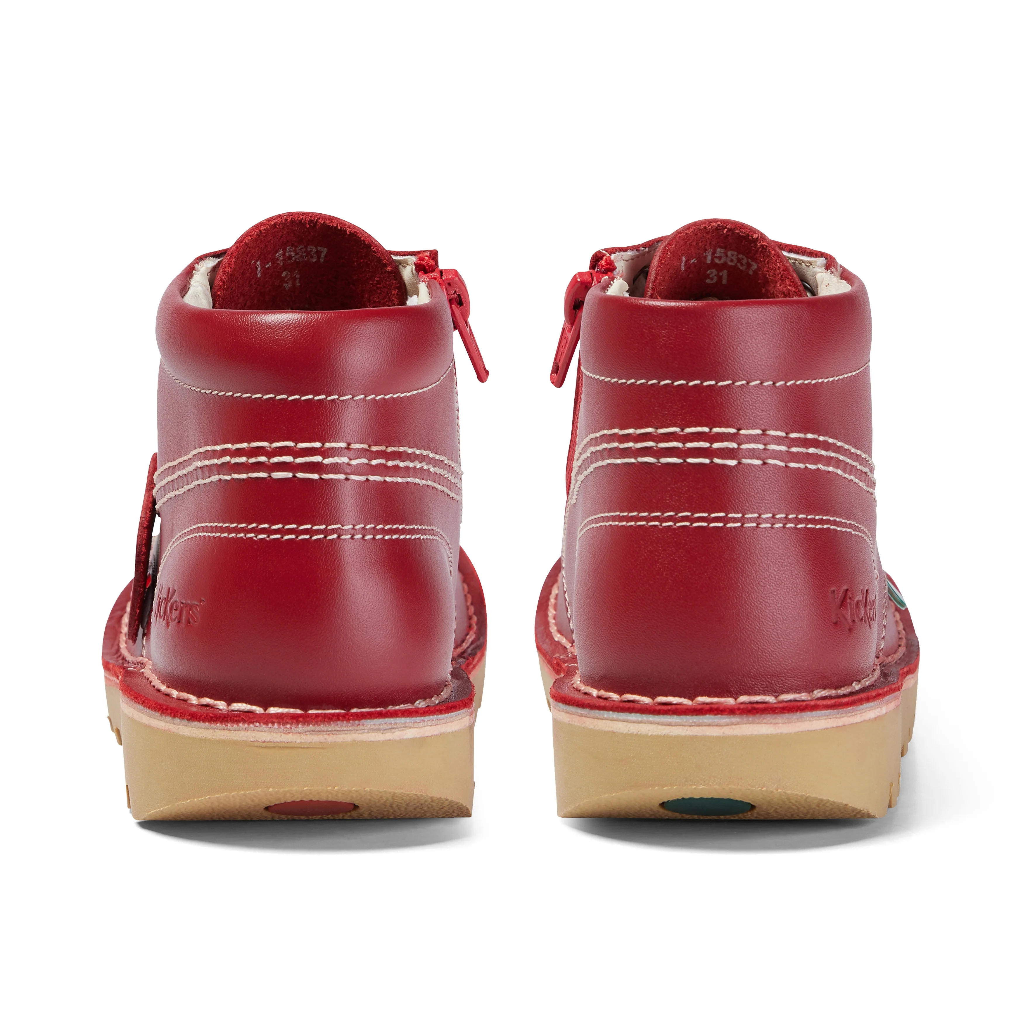 Junior Unisex Kick Hi Zip Leather Red - Image 5