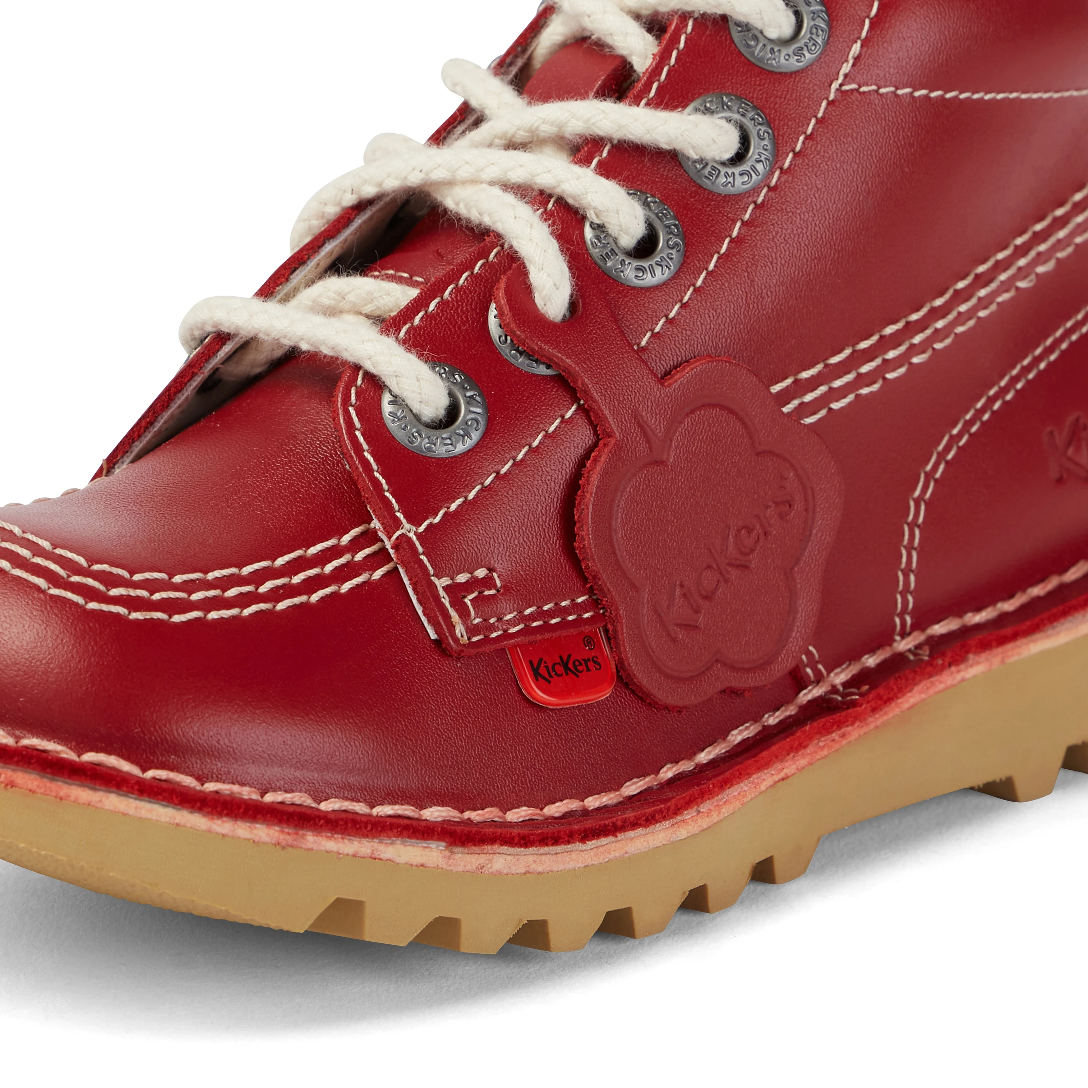Junior Unisex Kick Hi Zip Leather Red - Image 6