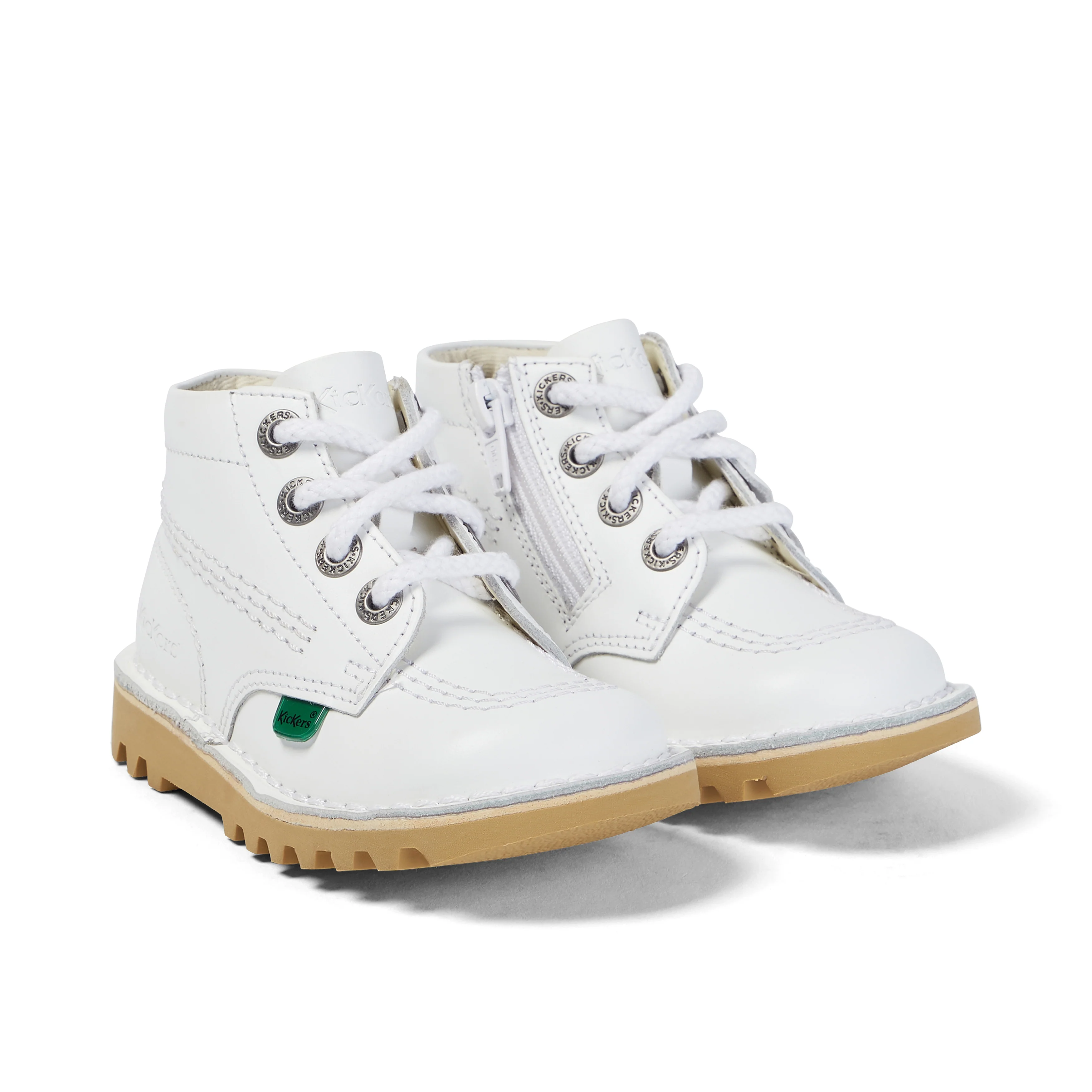 Junior Unisex Kick Hi Zip Leather White - Image 3