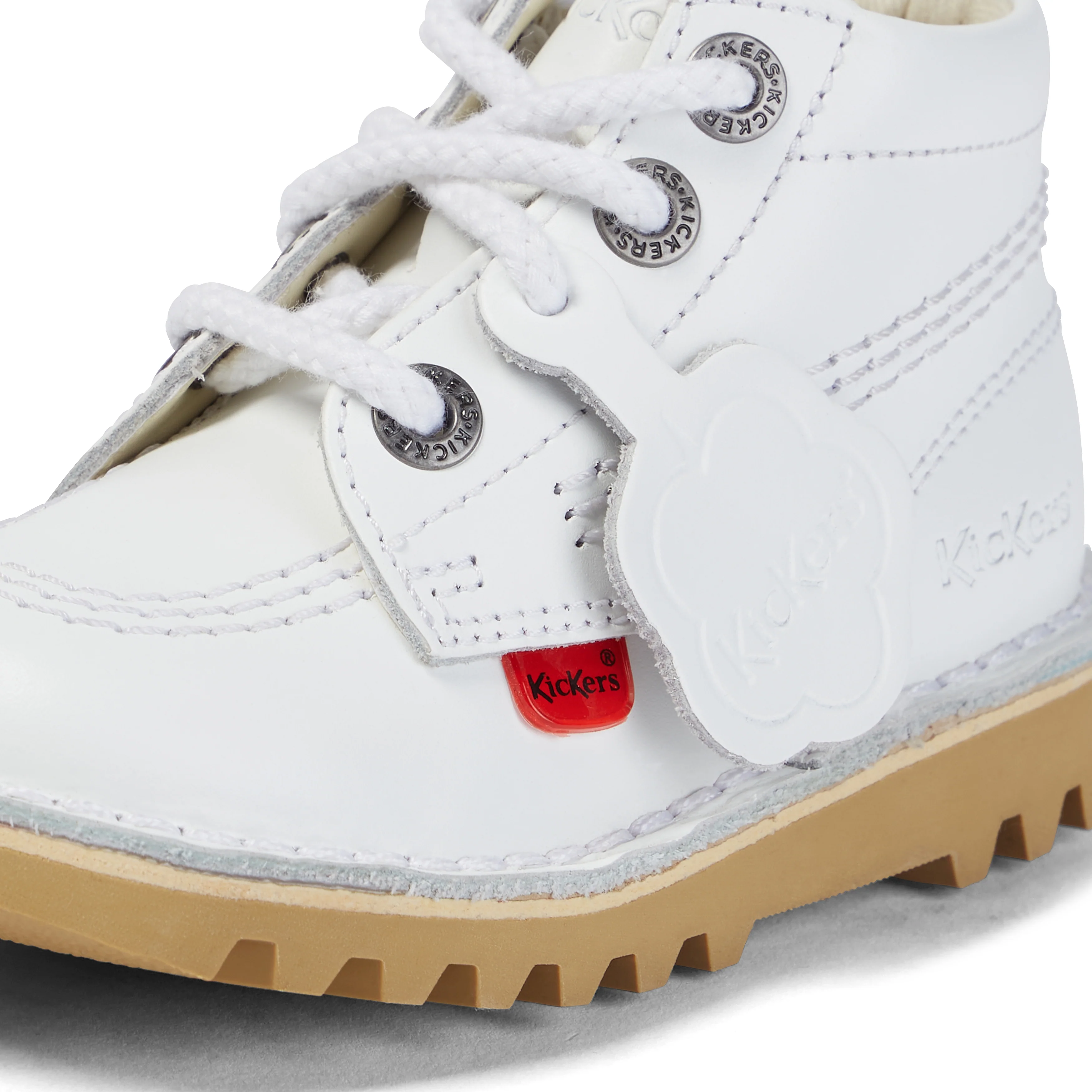 Junior Unisex Kick Hi Zip Leather White - Image 5
