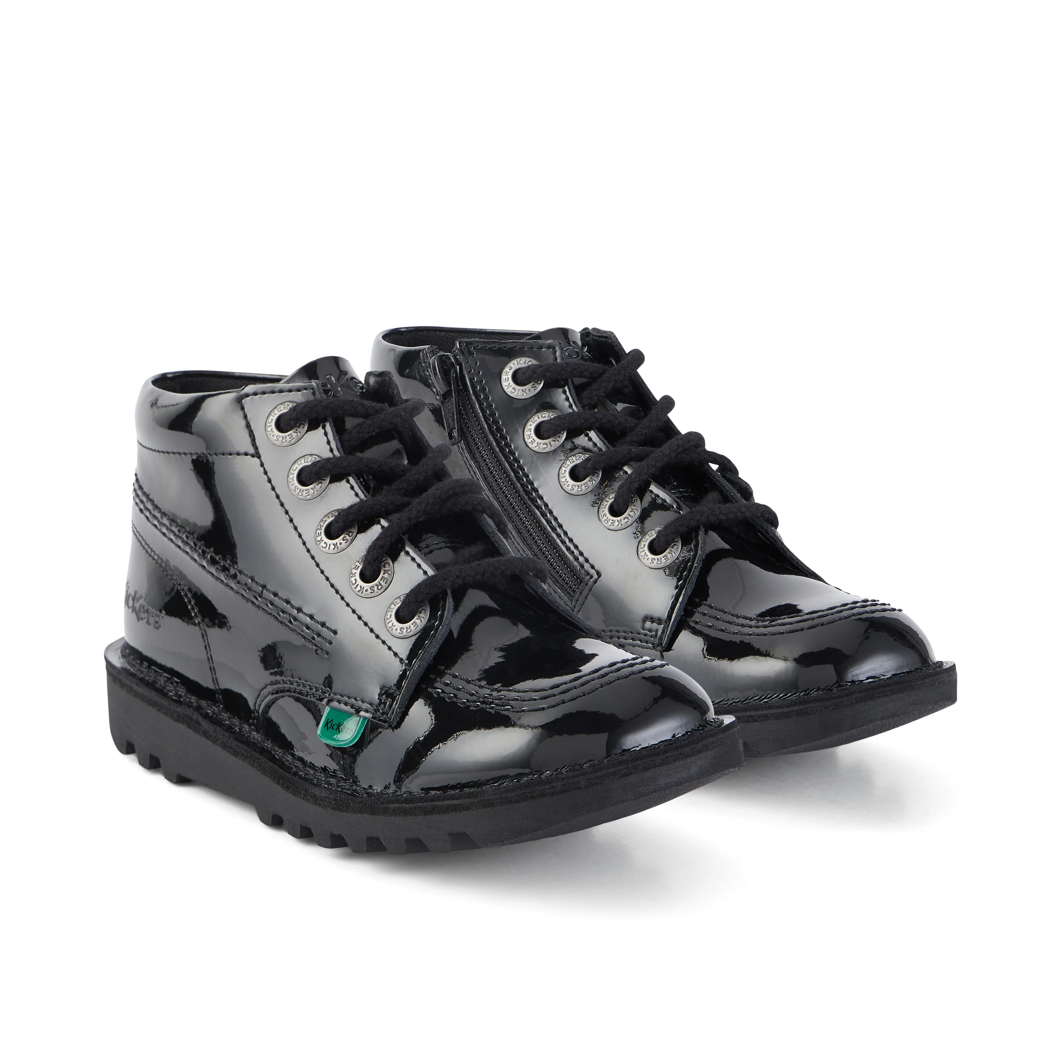 Junior Unisex Kick Hi Zip Patent Leather Black - Image 3