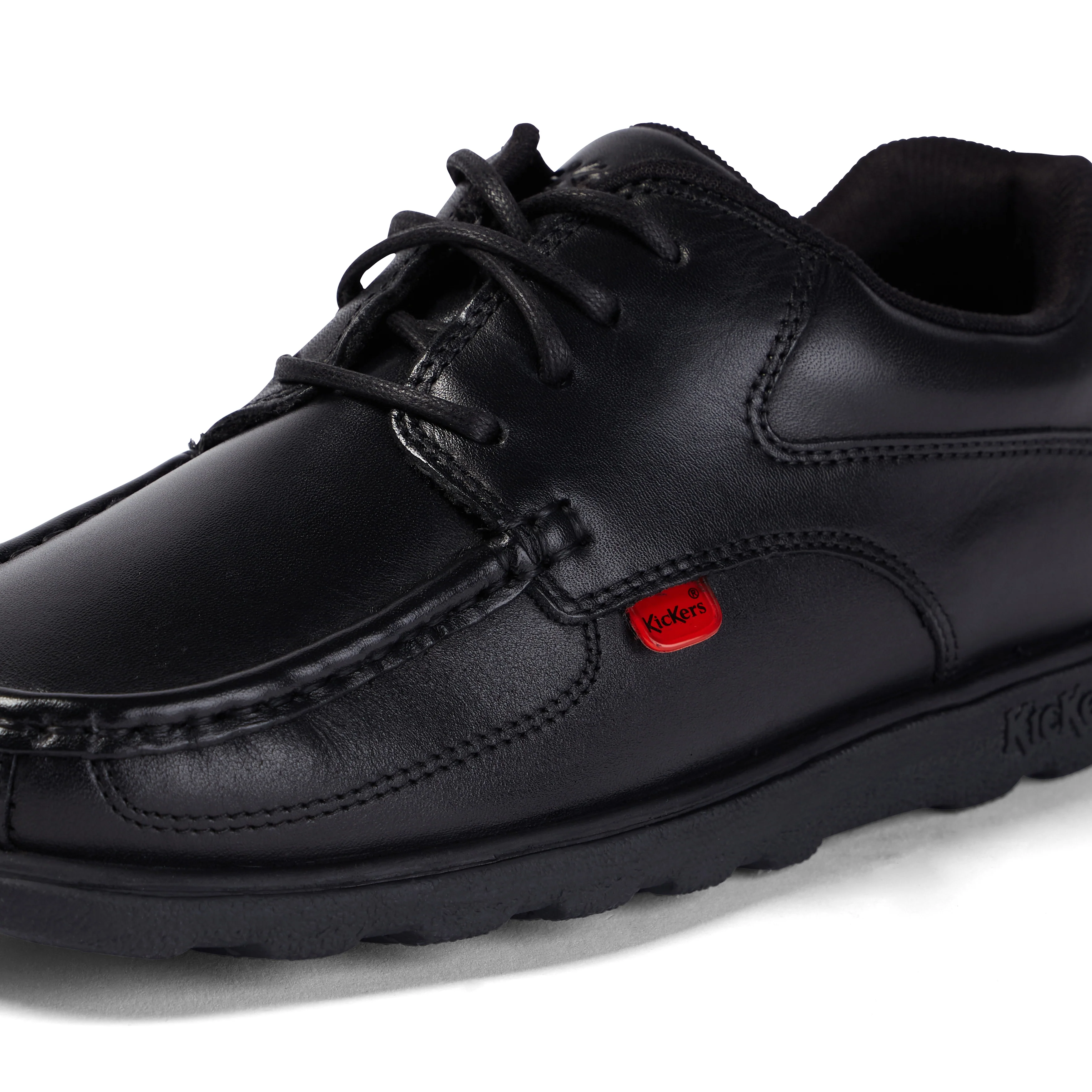 Youth Mens Fragma Lace 4 Eyelet Leather Black - Image 6