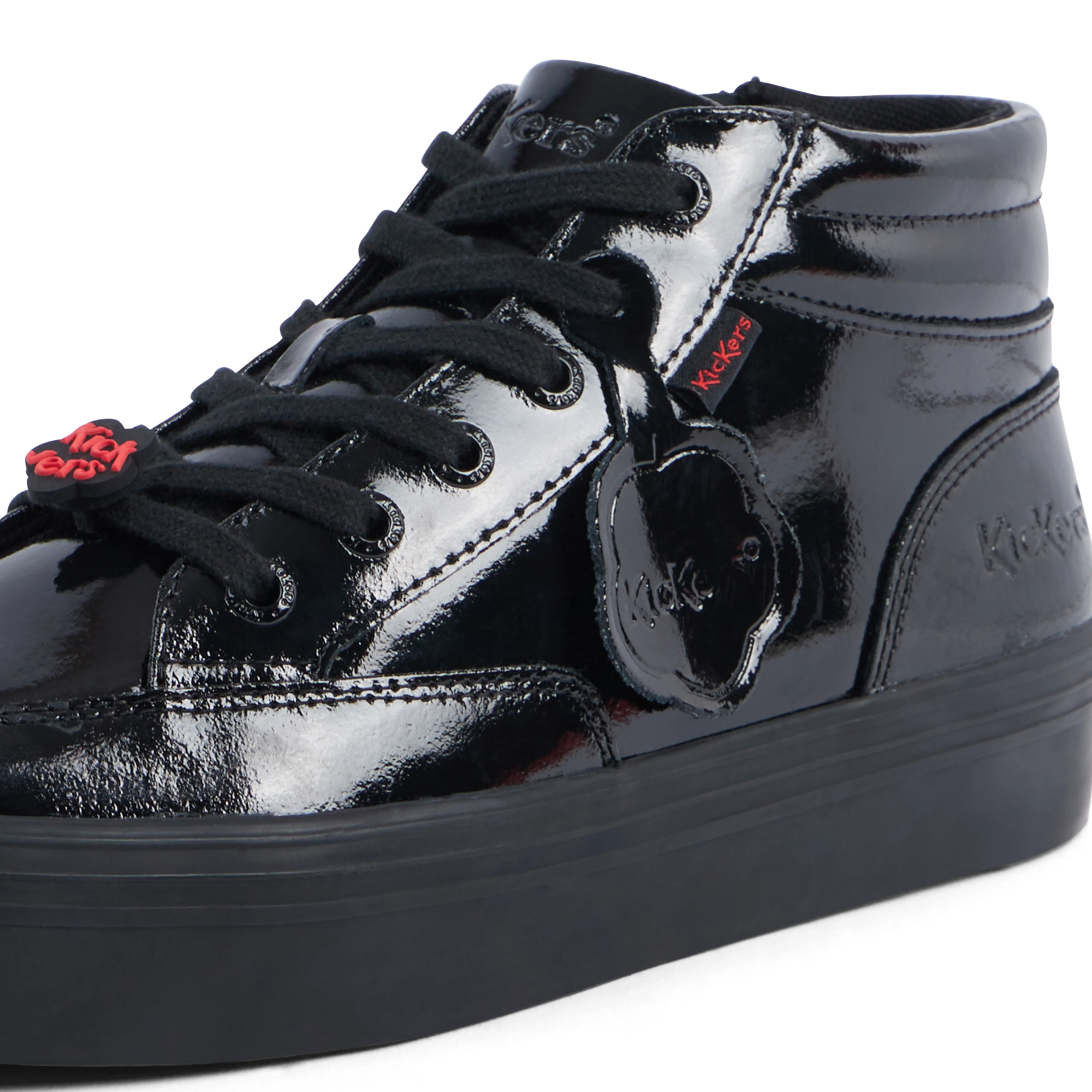 Youth Women Tovni Stack Hi Flower Patent Leather Black - Image 6