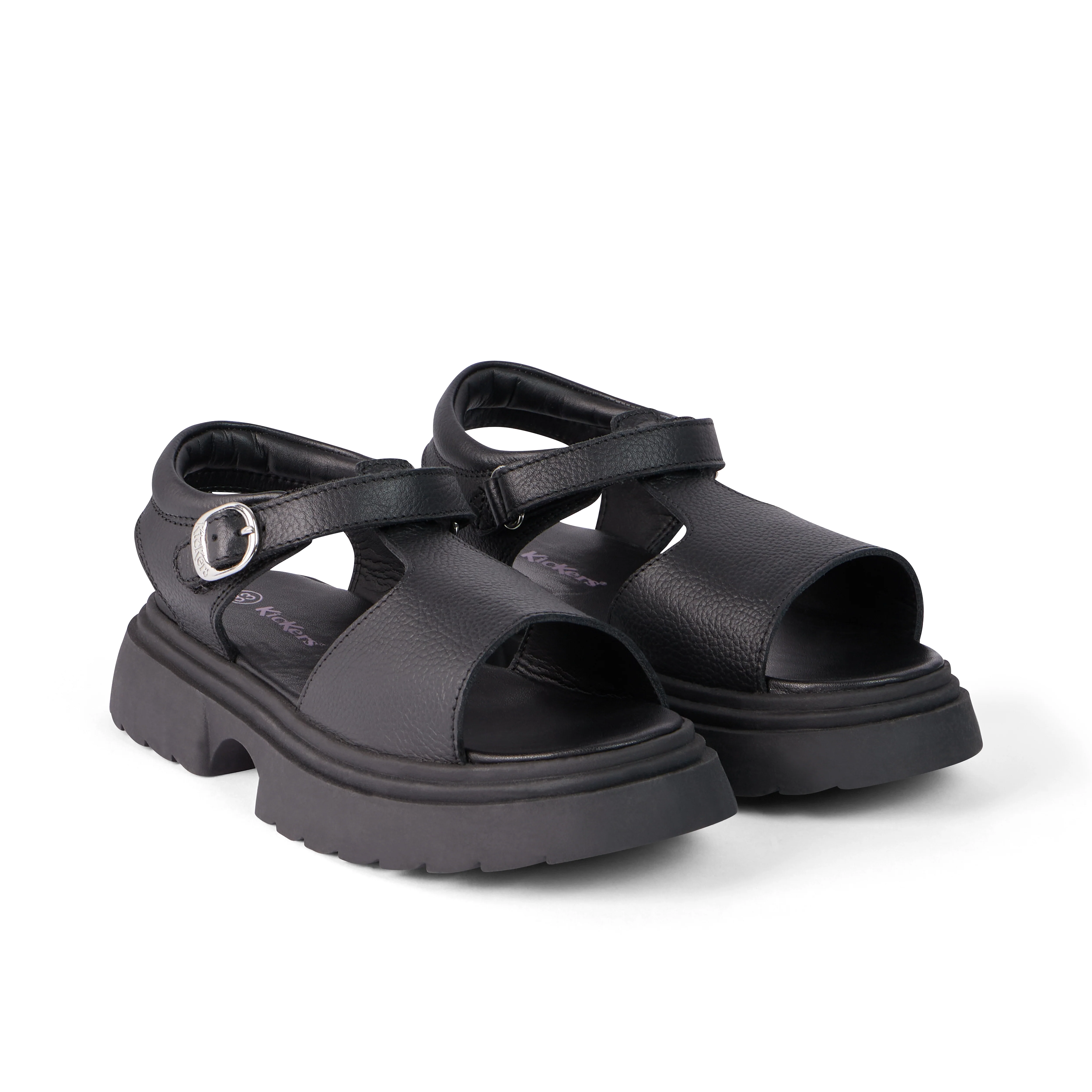 Youth Womens Kenzi Leather Sandals Black - Image 3