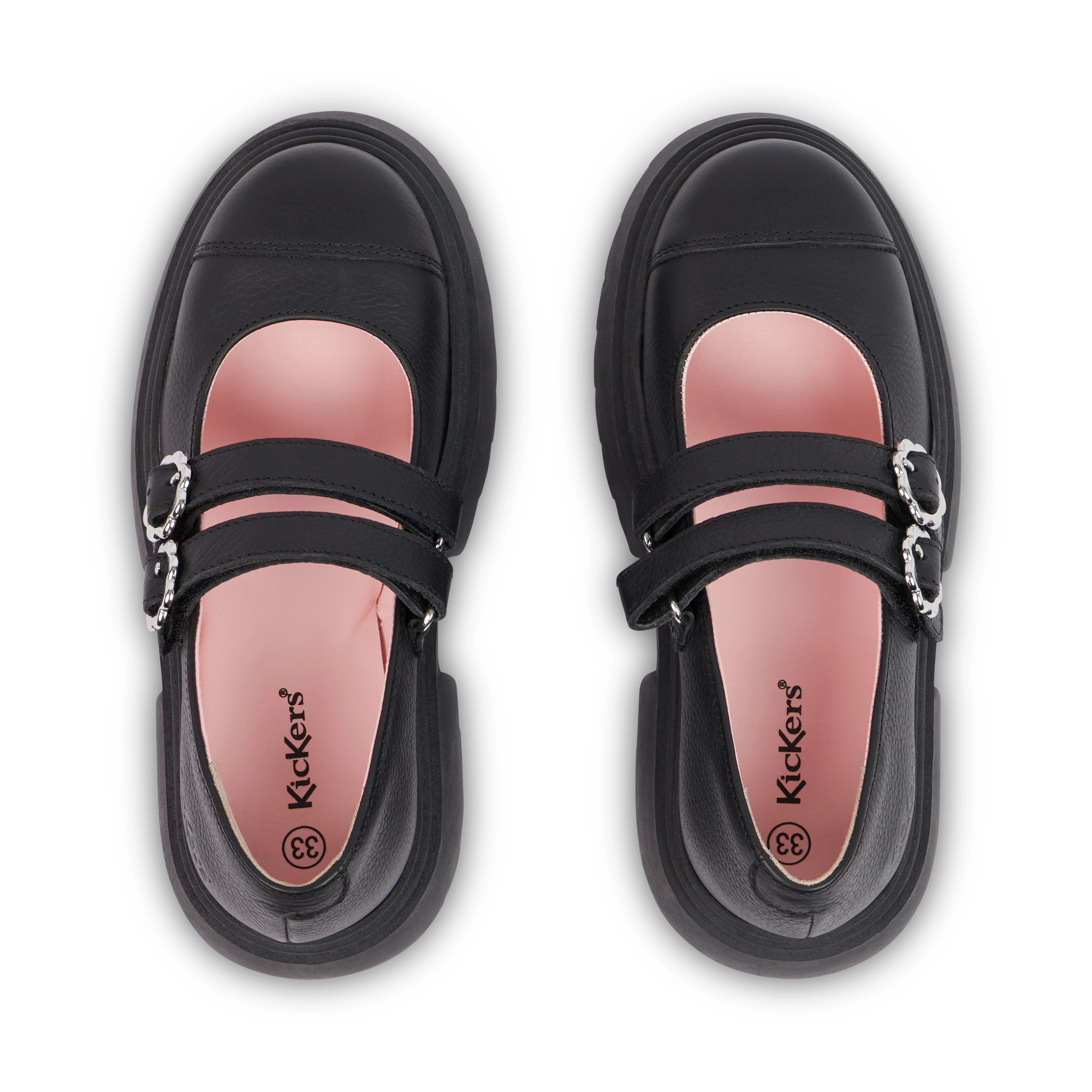 Youth Womens Kenzi MJ Leather Shoes Black - Image 3
