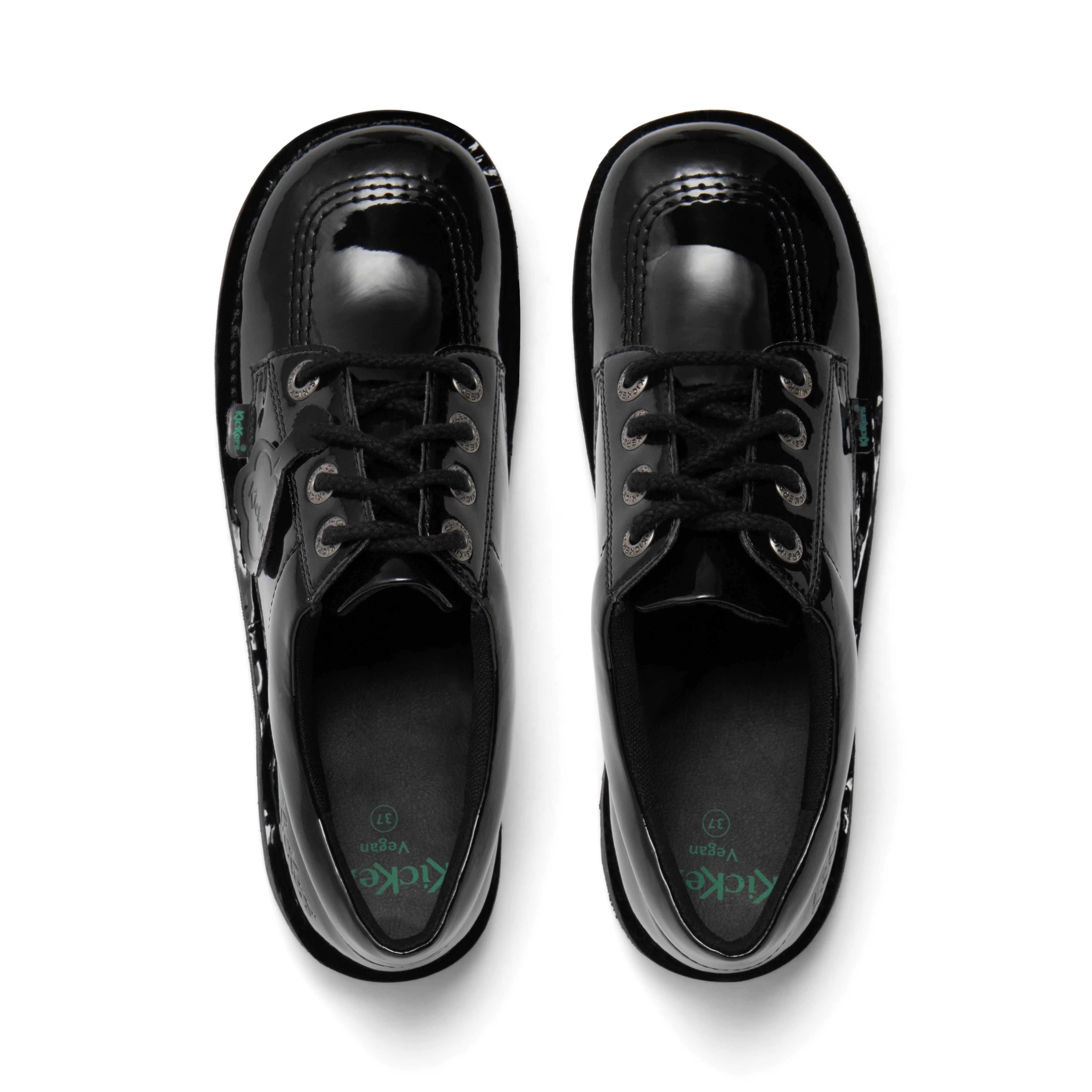 Youth Womens Kick Lo Leather Alternative Patent Leather Black - Image 4