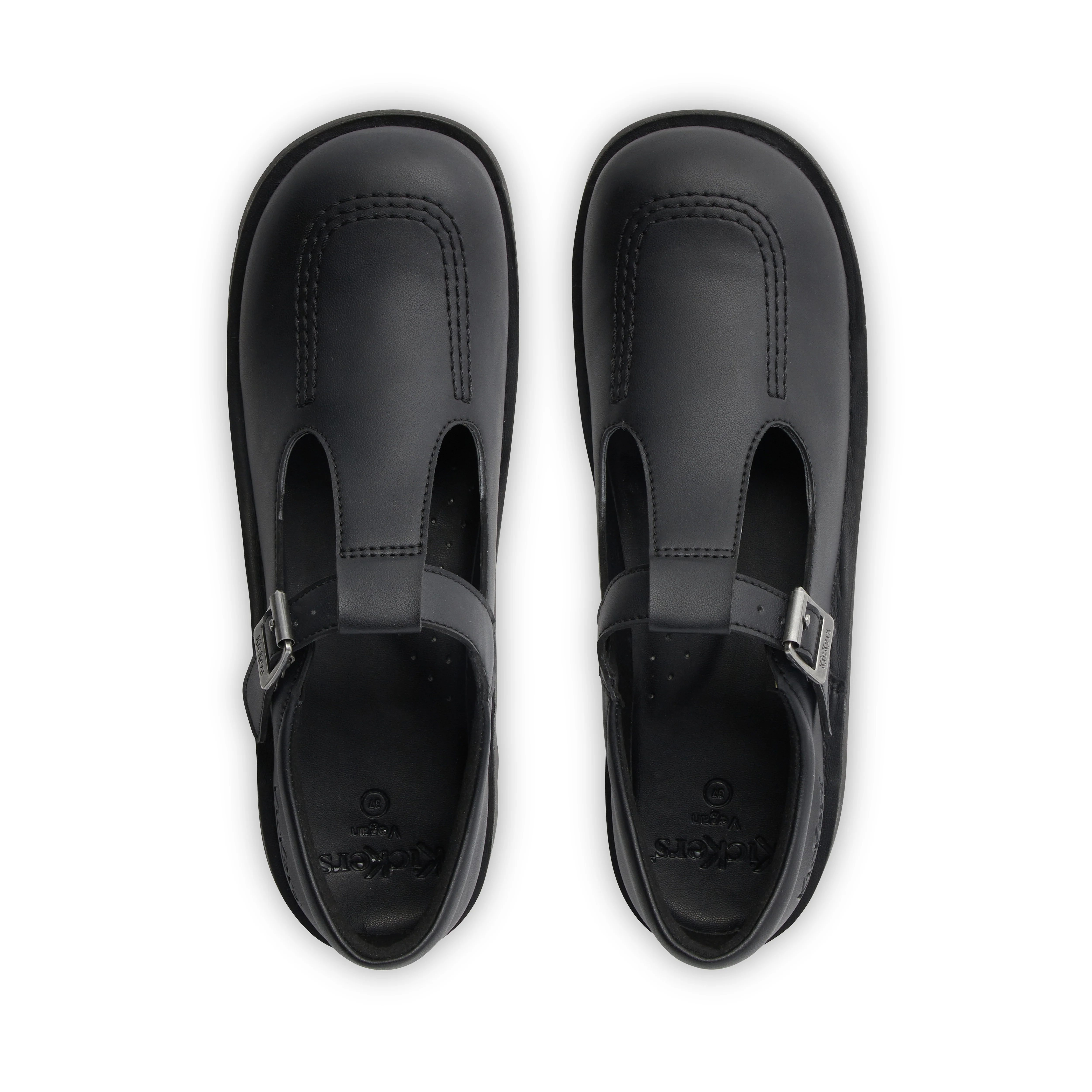 Youth Womens Kick T Bar Leather Alternative Black - Image 4