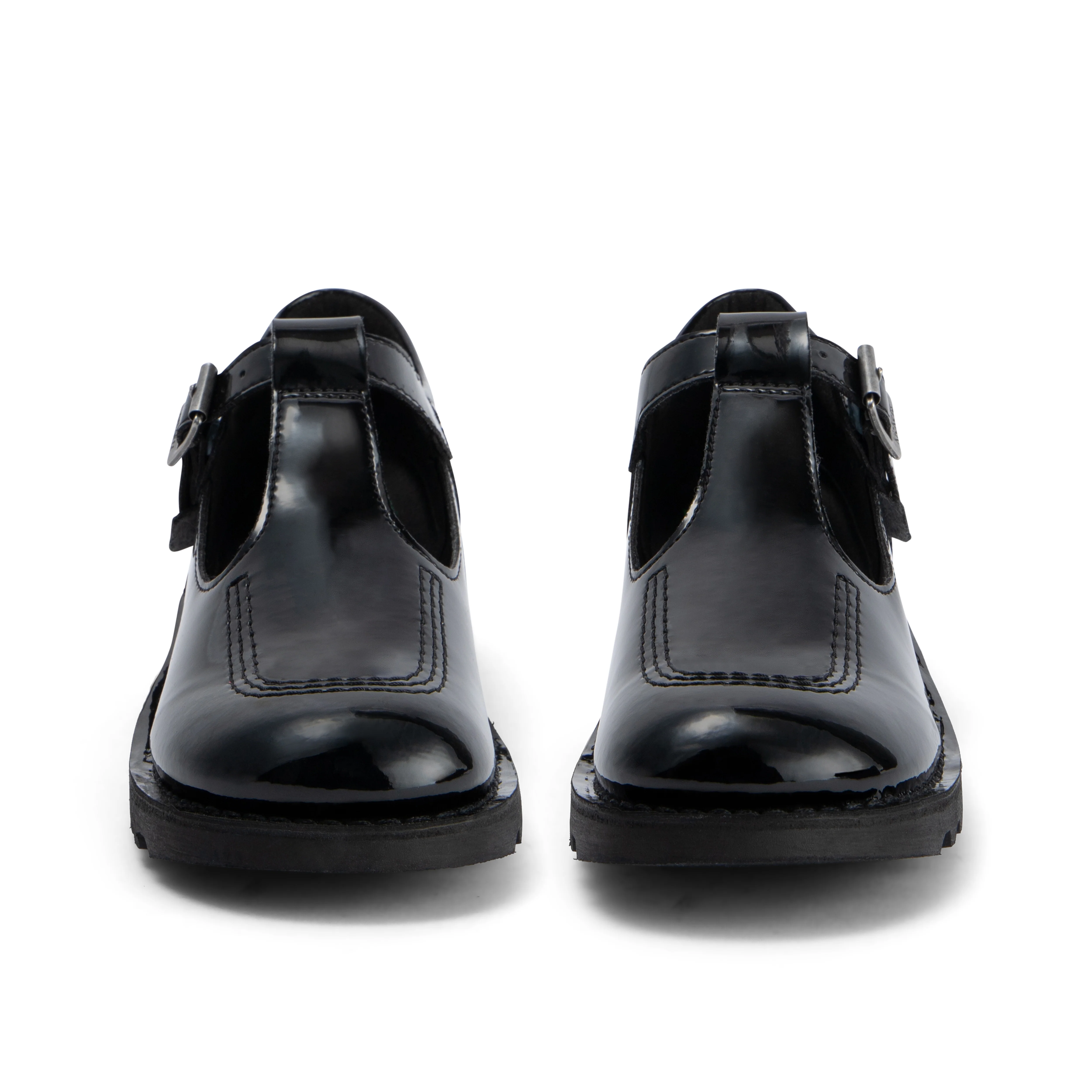 Youth Womens Kick T Bar Leather Alternative Patent Leather Black - Image 2