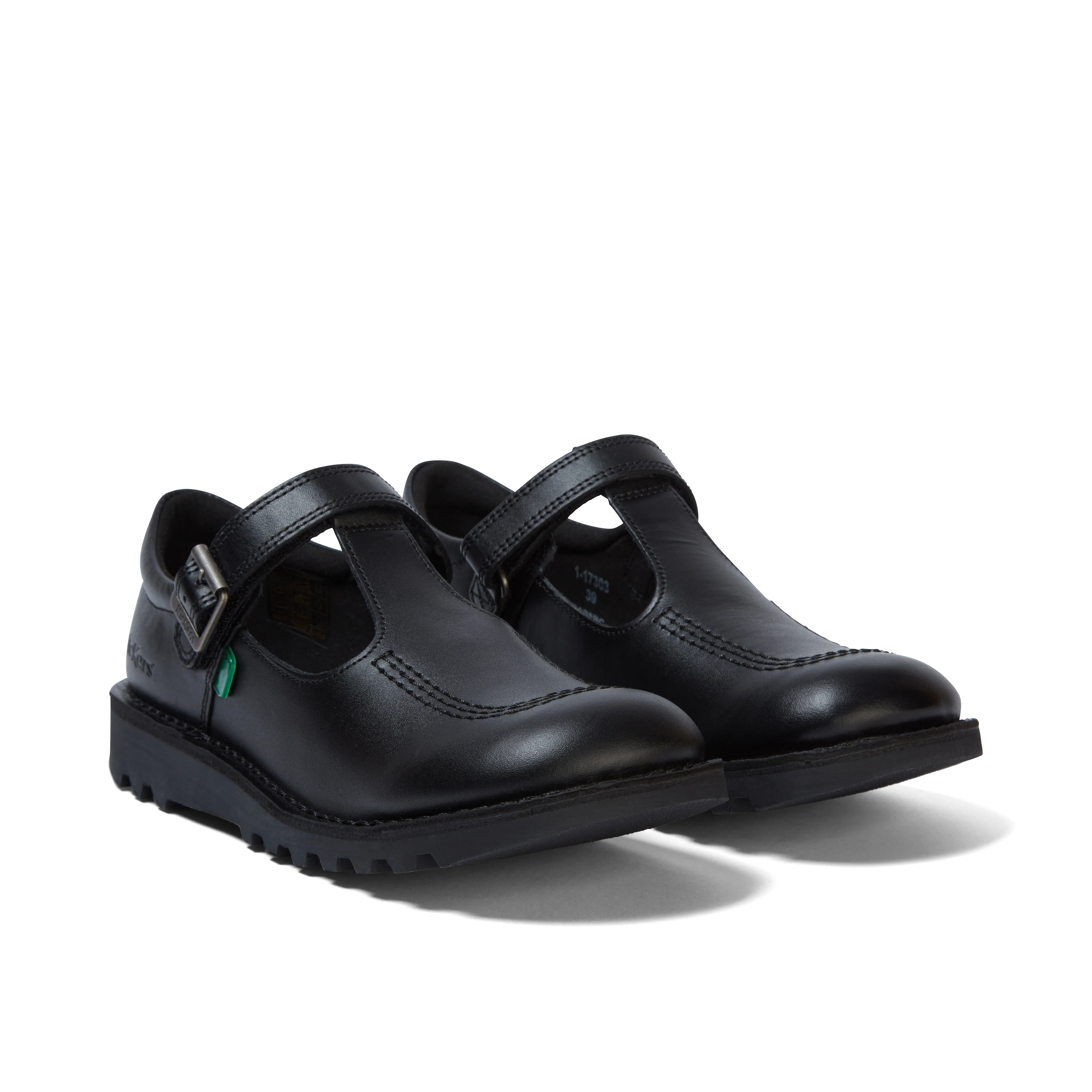 Youth Womens Kick T Bar Vel Leather Black - Image 3