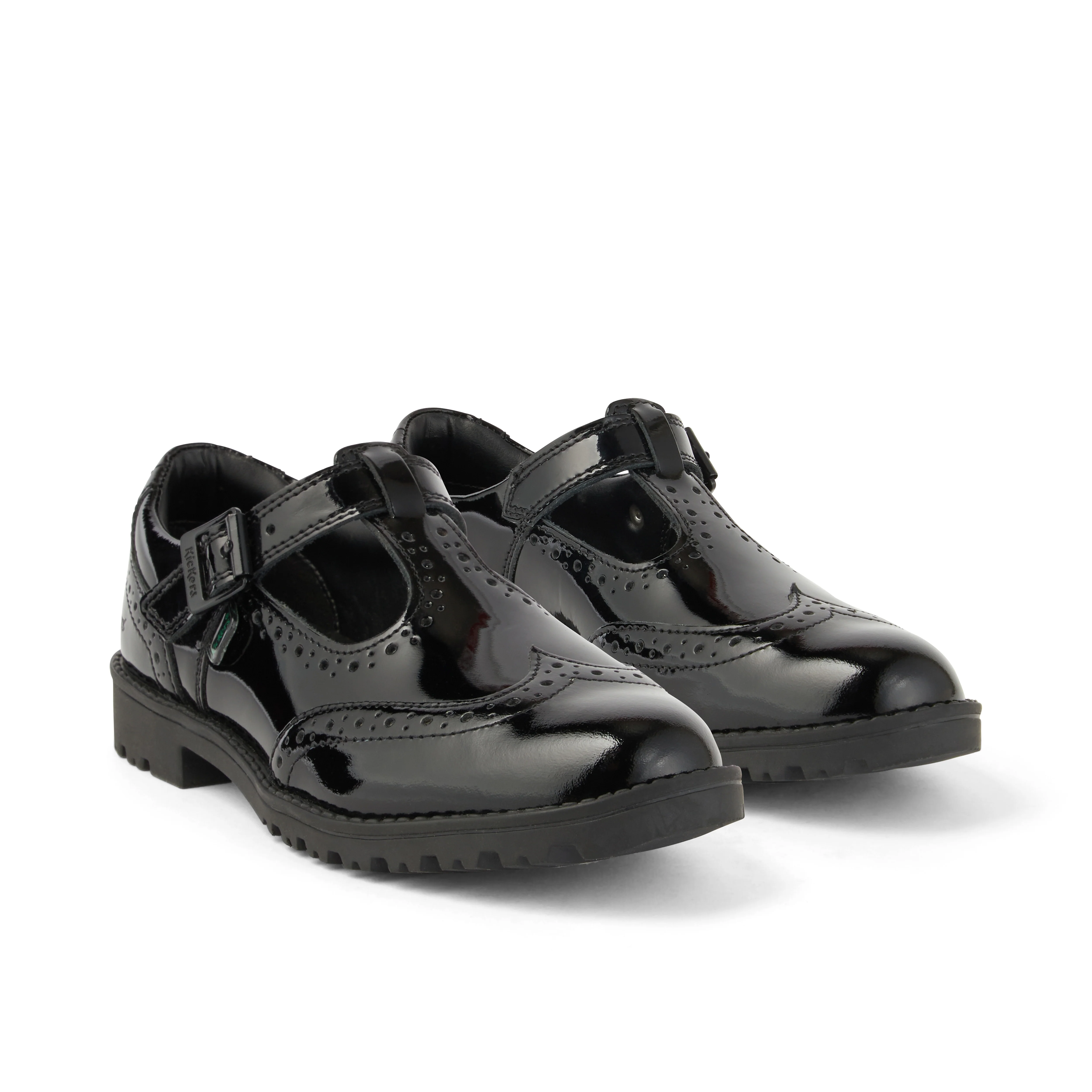Youth Womens Lachly Brogue T Bar Patent Leather Black - Image 3