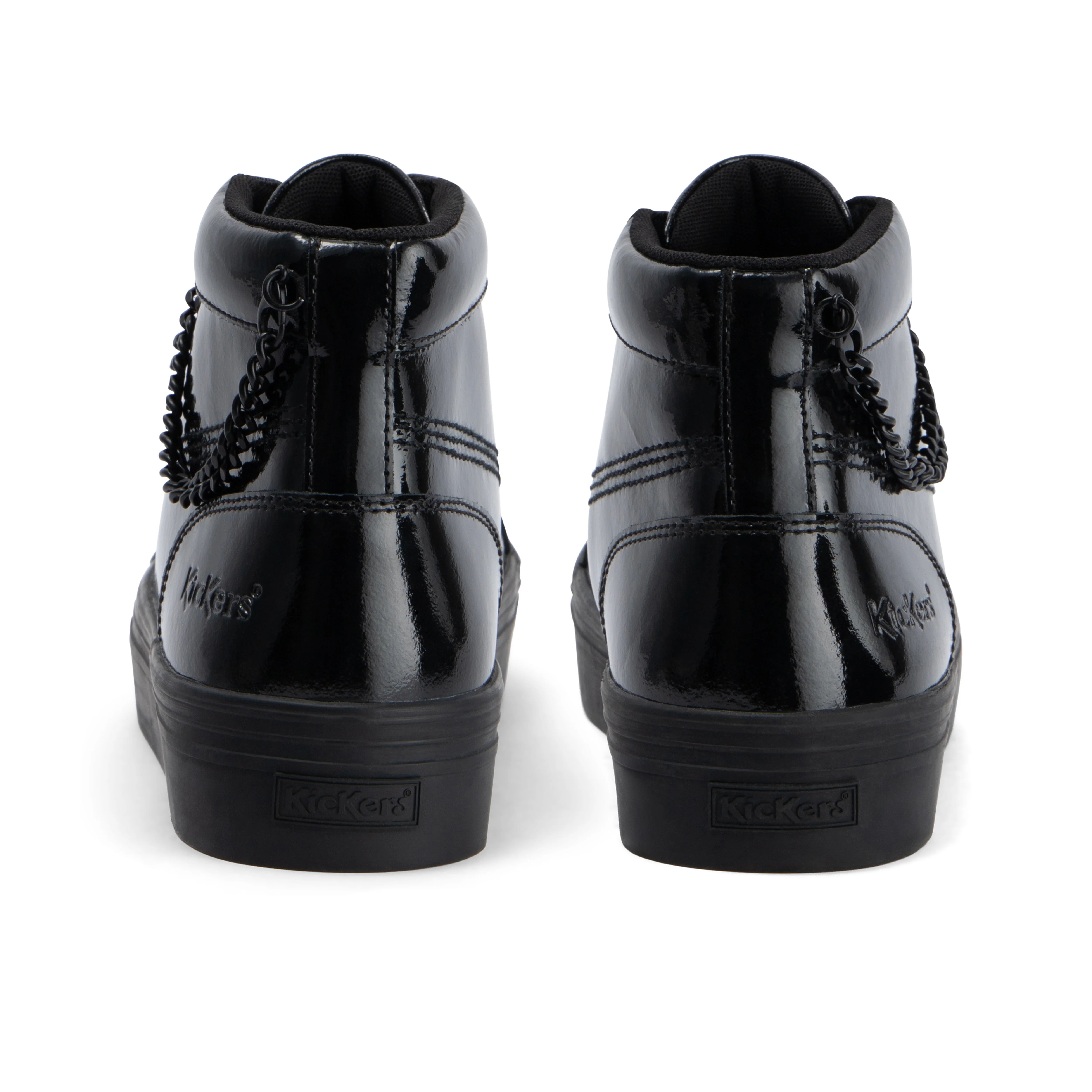 Youth Womens Tovni Hi Stack Chain Patent Leather Black - Image 5