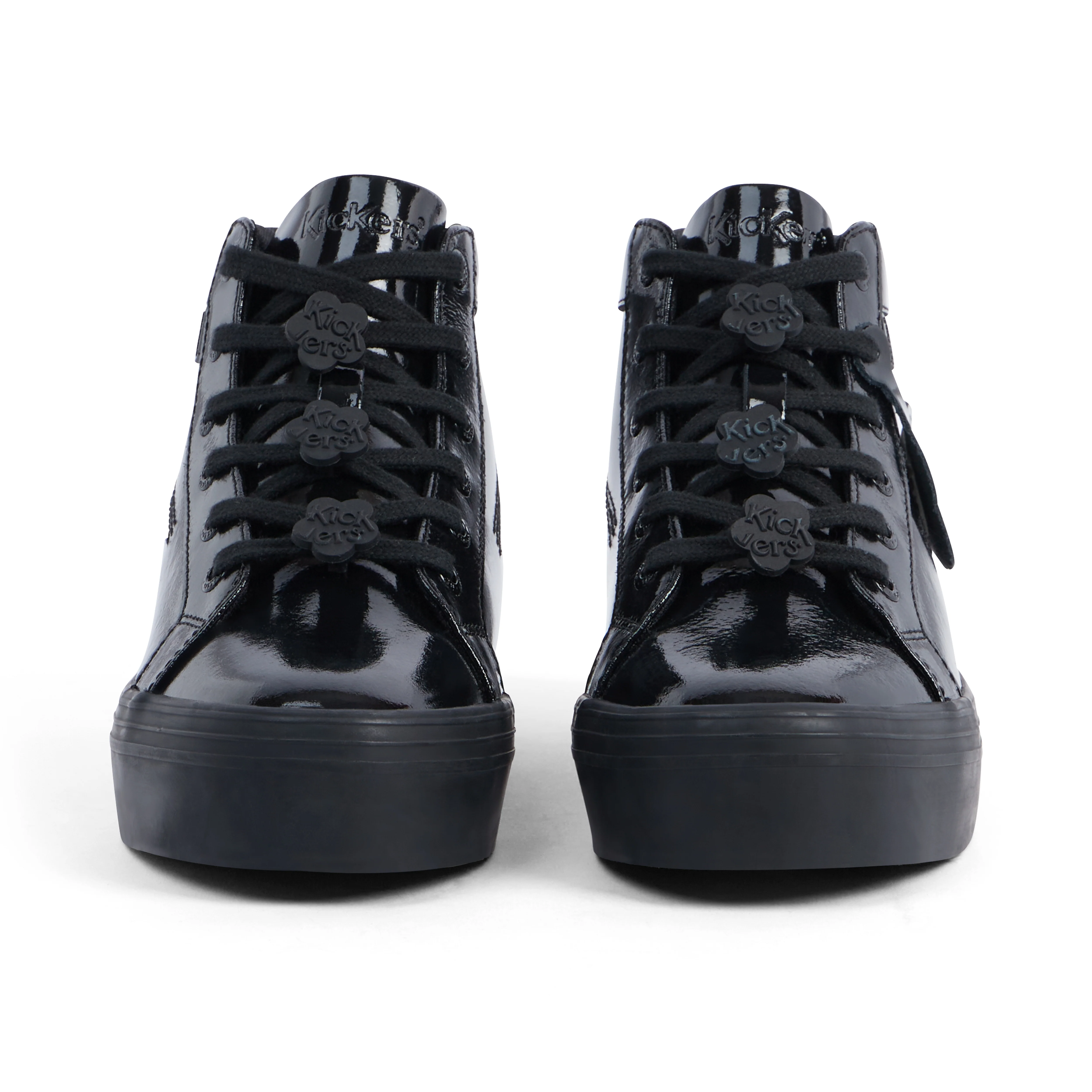 Youth Womens Tovni Stack Hi Flower Patent Leather Black - Image 2